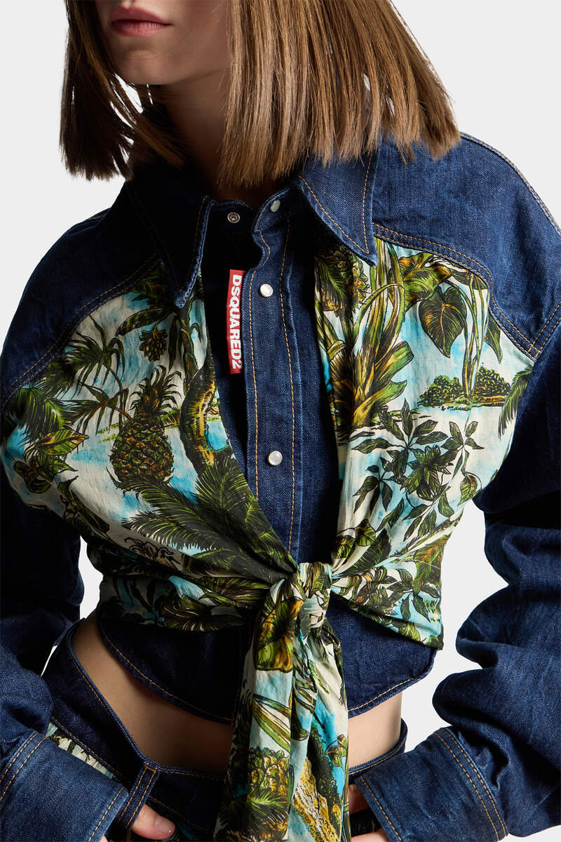 MONKEY BUSINESS DENIM MIX CROPPED SHIRT 5