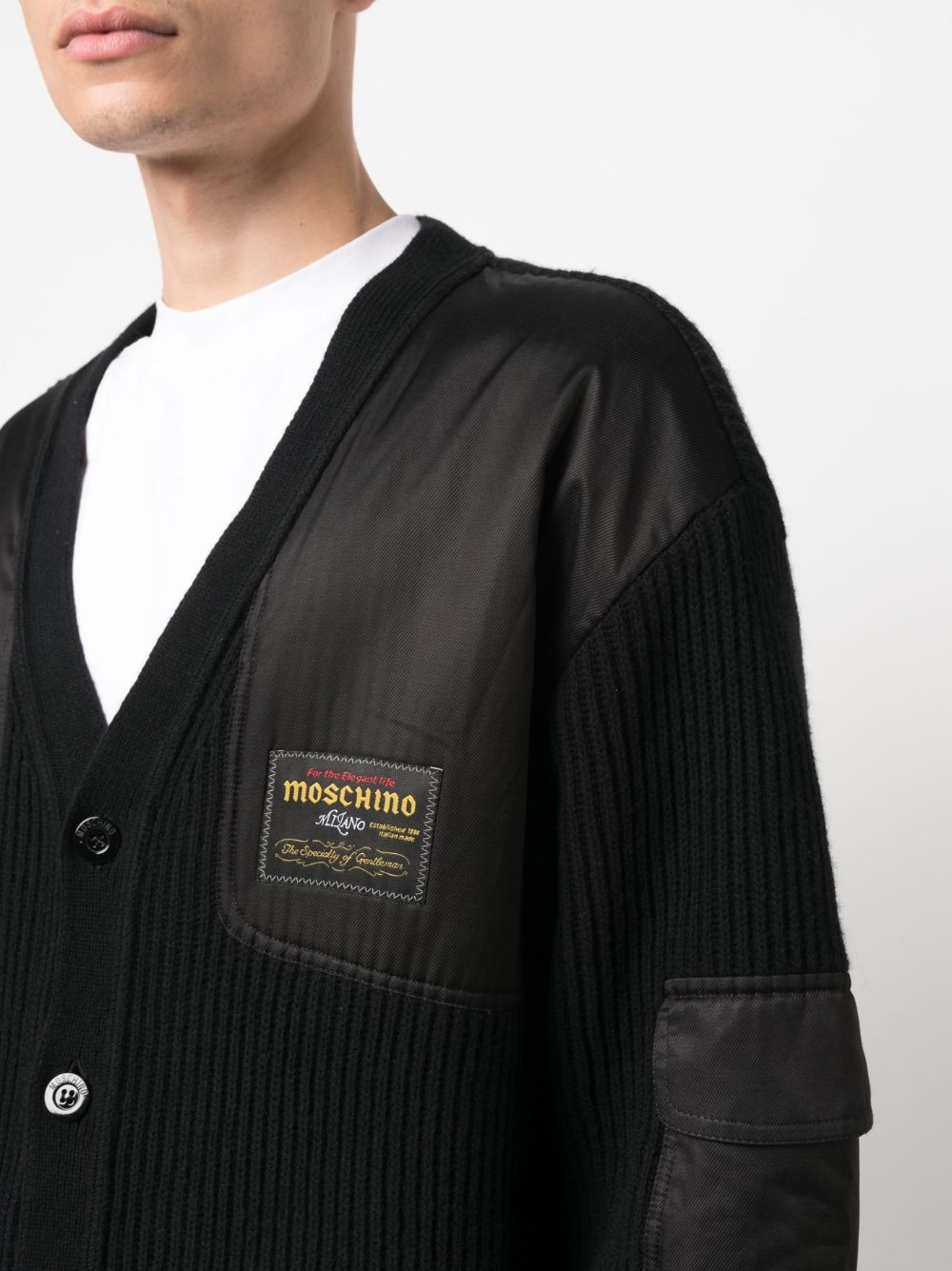 logo-patch V-neck cardigan - 5