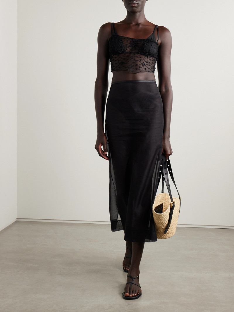 KIKI DE MONTPARNASSE Cropped Silk-blend Satin-trimmed Lace Camisole outlook