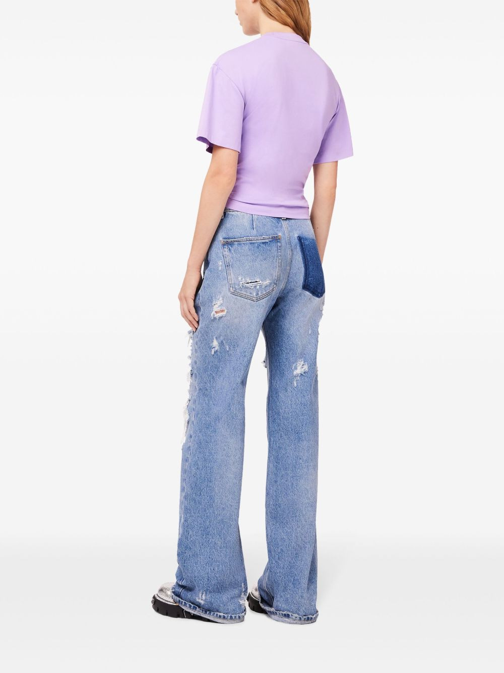 logo-embroidered cropped T-shirt - 3