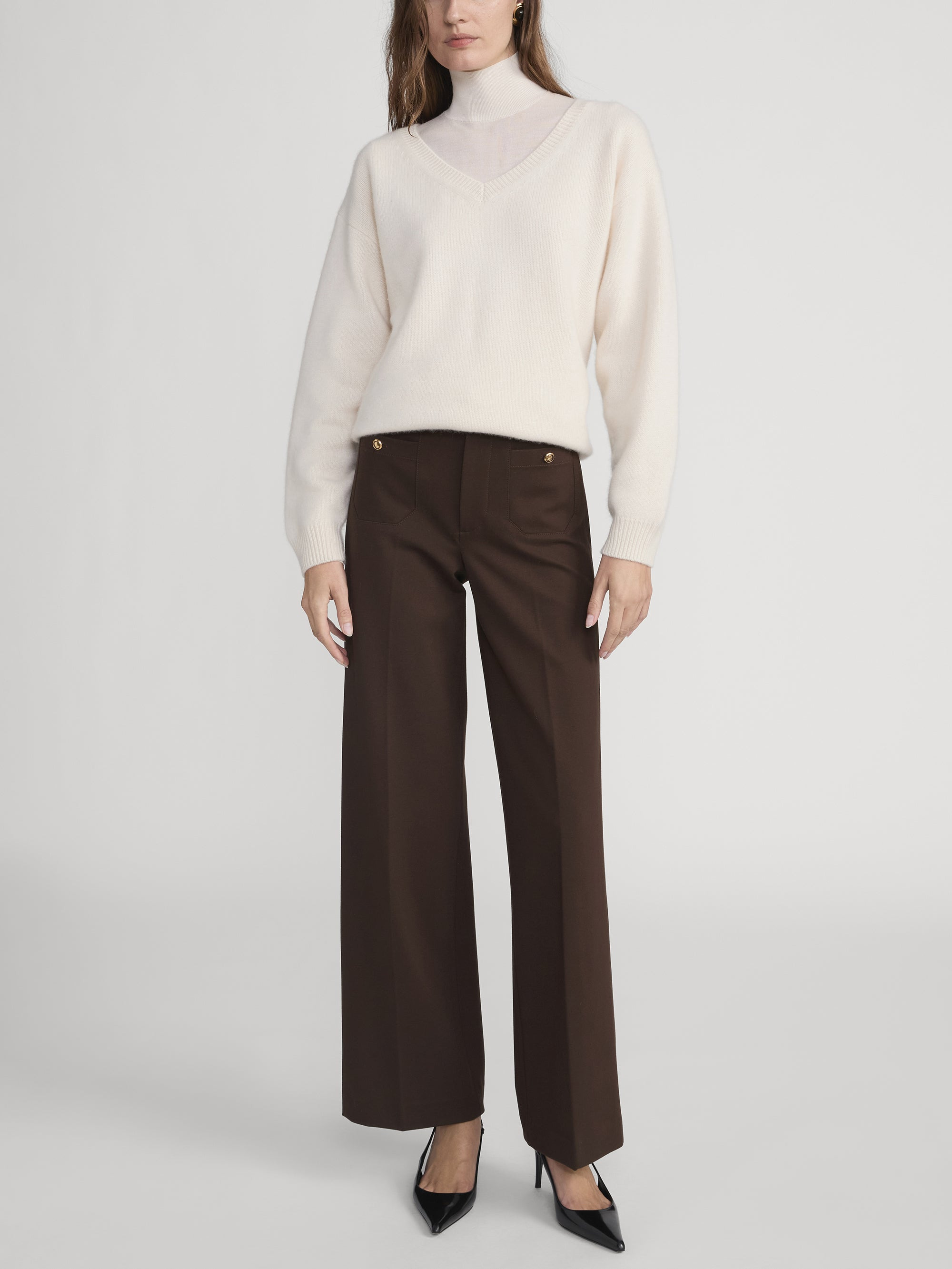 The Slim Palazzo Trouser in Americano - 2