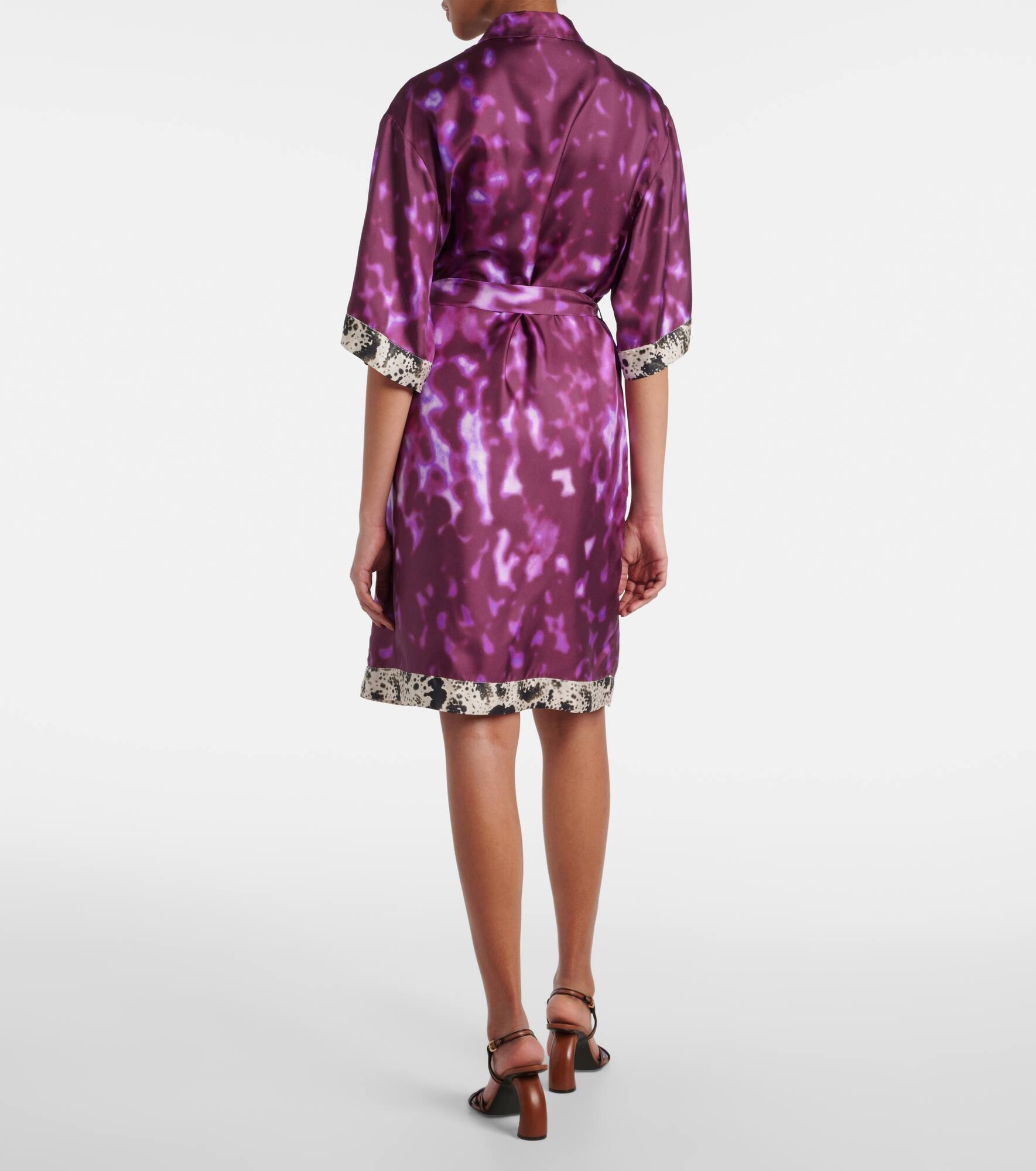 Belted printed silk shirt dress - 3
