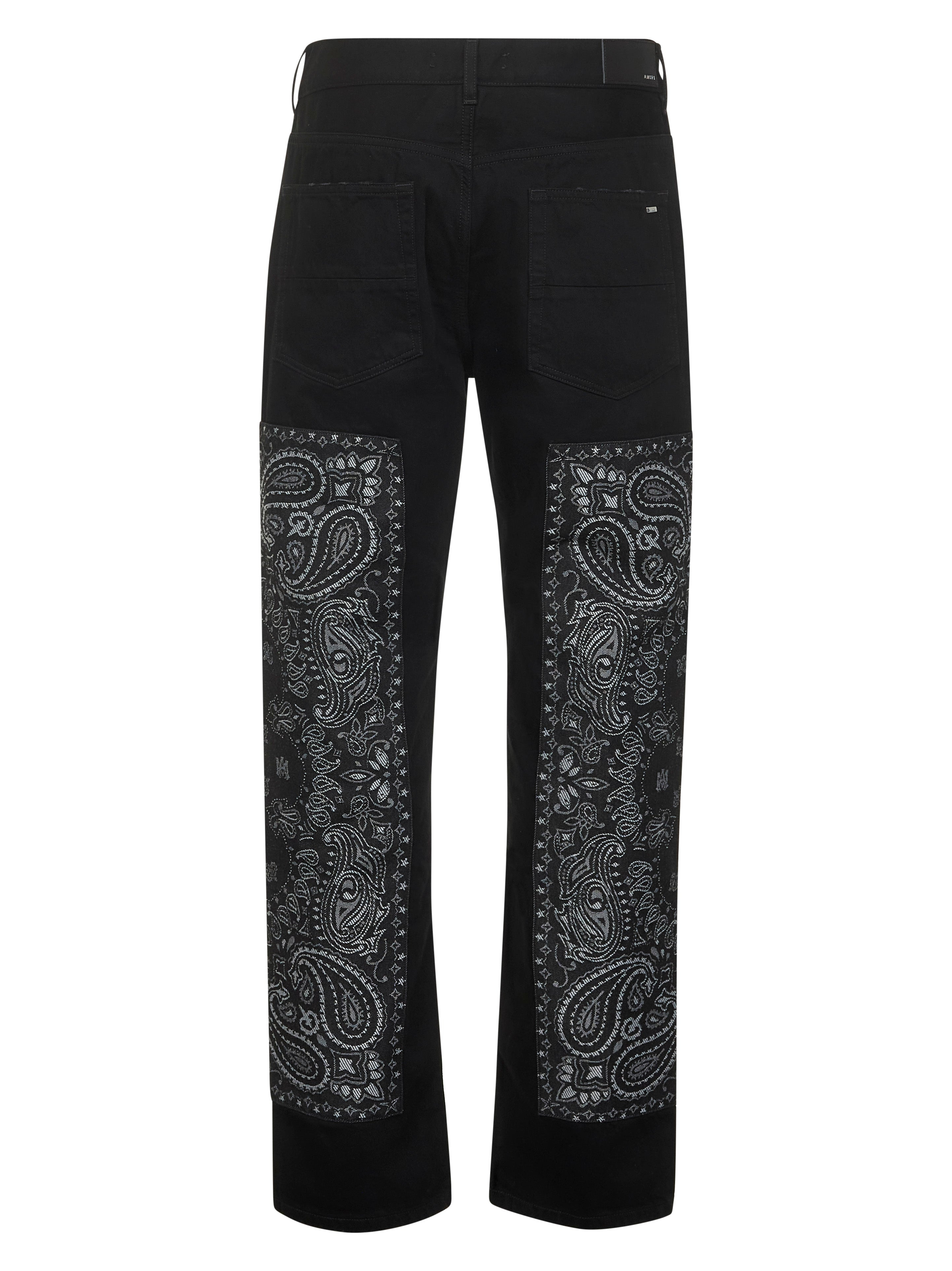 Amiri Men Black Denim Bandana Jacquard Straight Jeans<Br/> - 2
