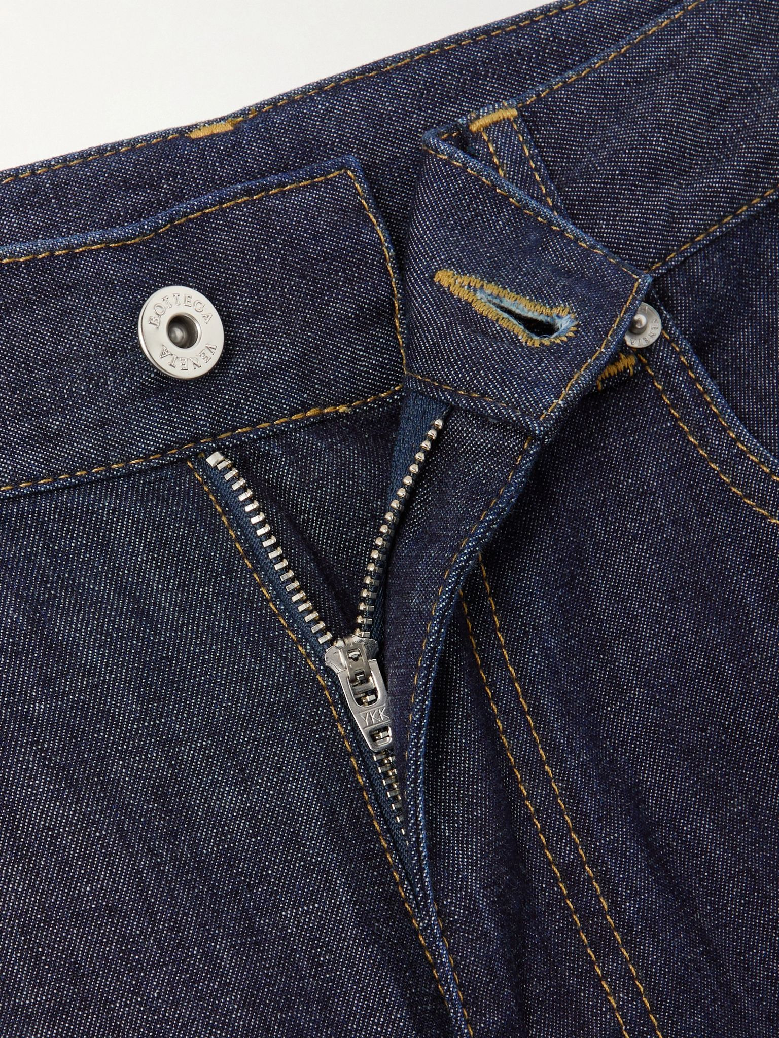Intrecciato suede-trimmed mid-rise straight-leg jeans Indigo - 6