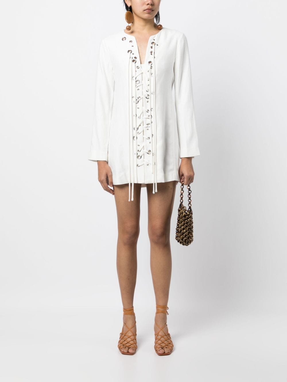 eyelet-detail lace-up tunic - 2