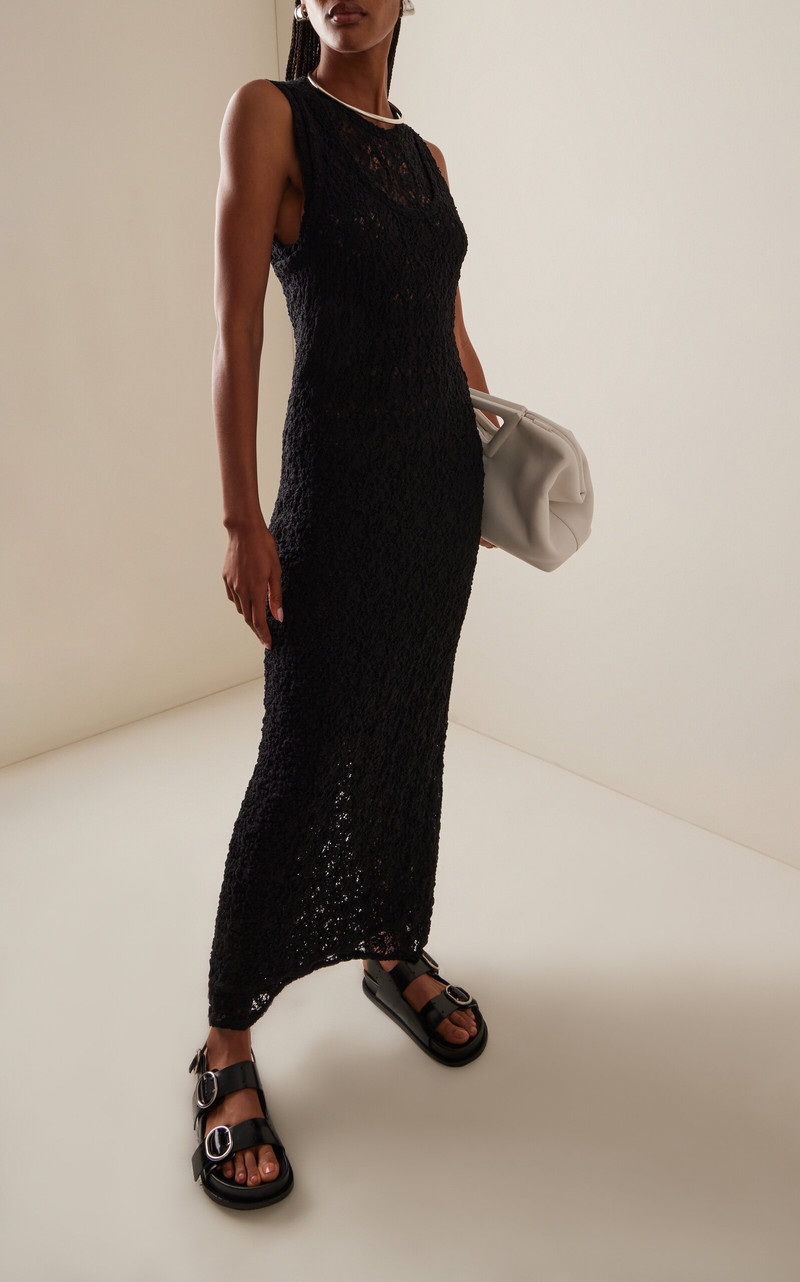 Jil Sander Layered Cotton-Blend Tank Maxi Dress black outlook