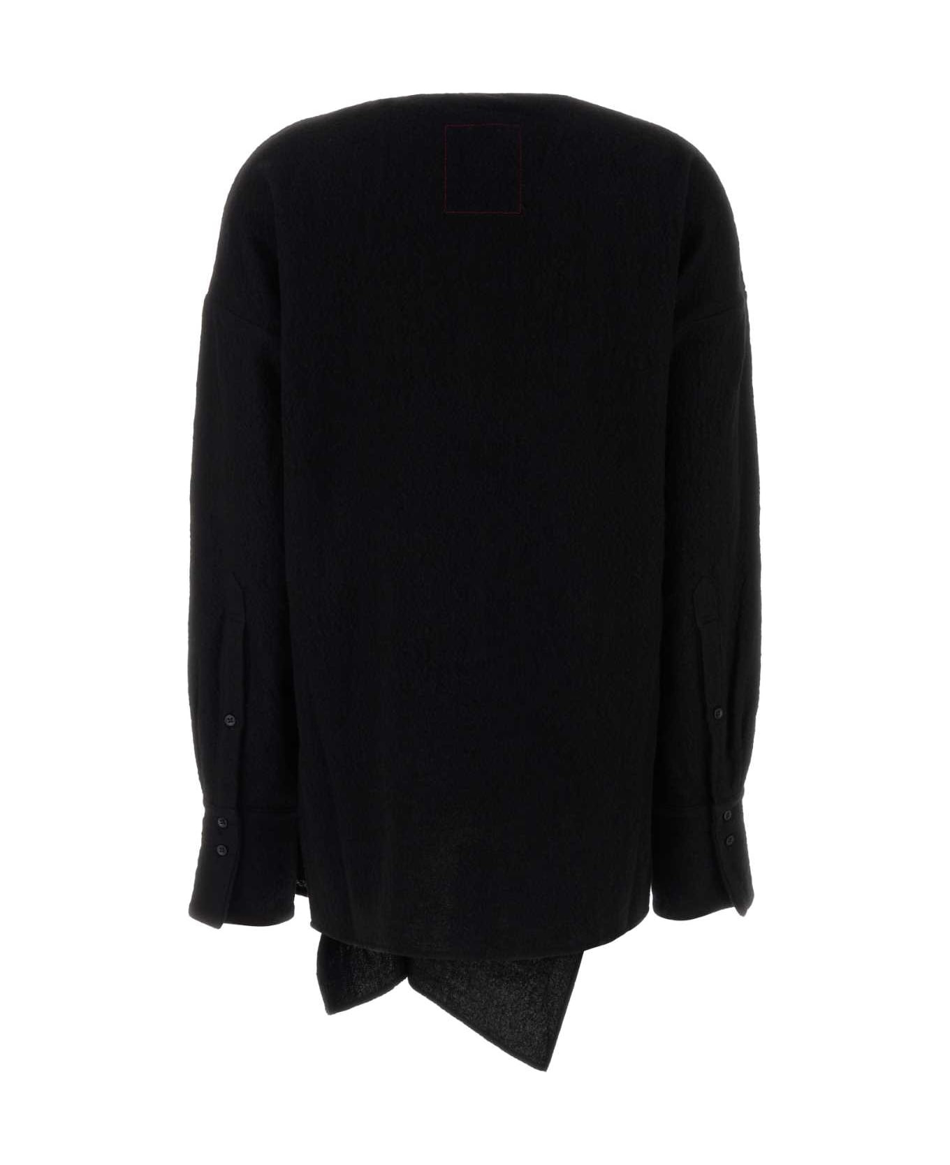 Black Wool Tumble Blouse - 2