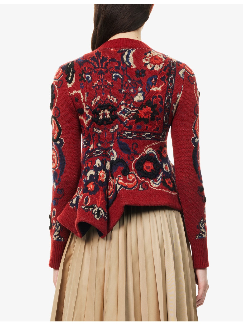 Floral Wavy-Hem Wool Jumper - 4