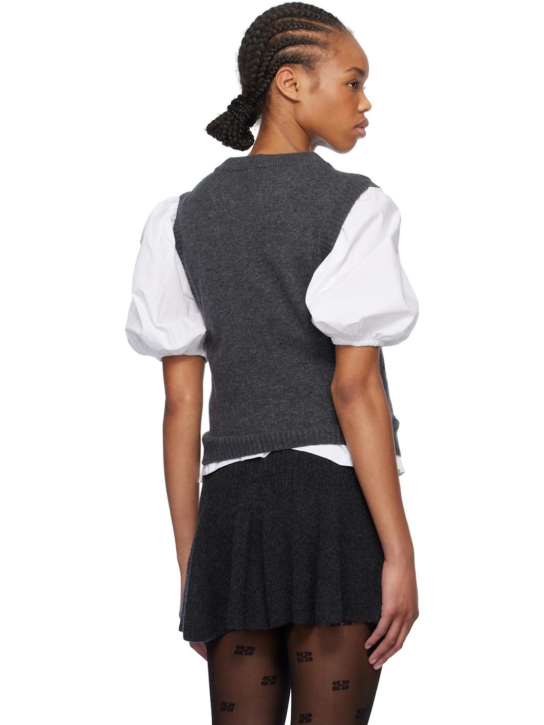 Gray Graphic Cats Vest - 3