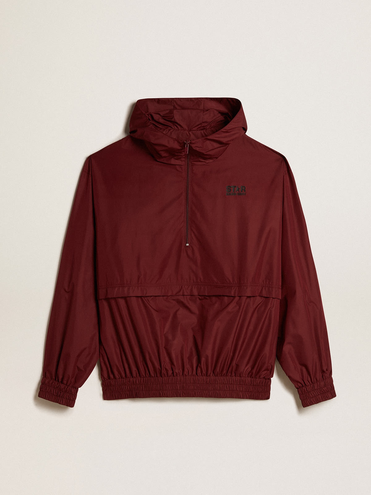 Burgundy windbreaker with hood - 1