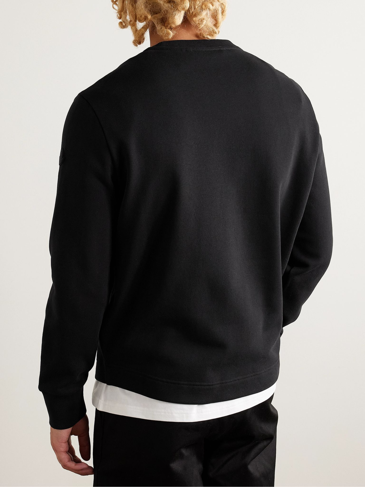 Logo-Print Appliquéd Cotton-Jersey Sweatshirt Black - 4