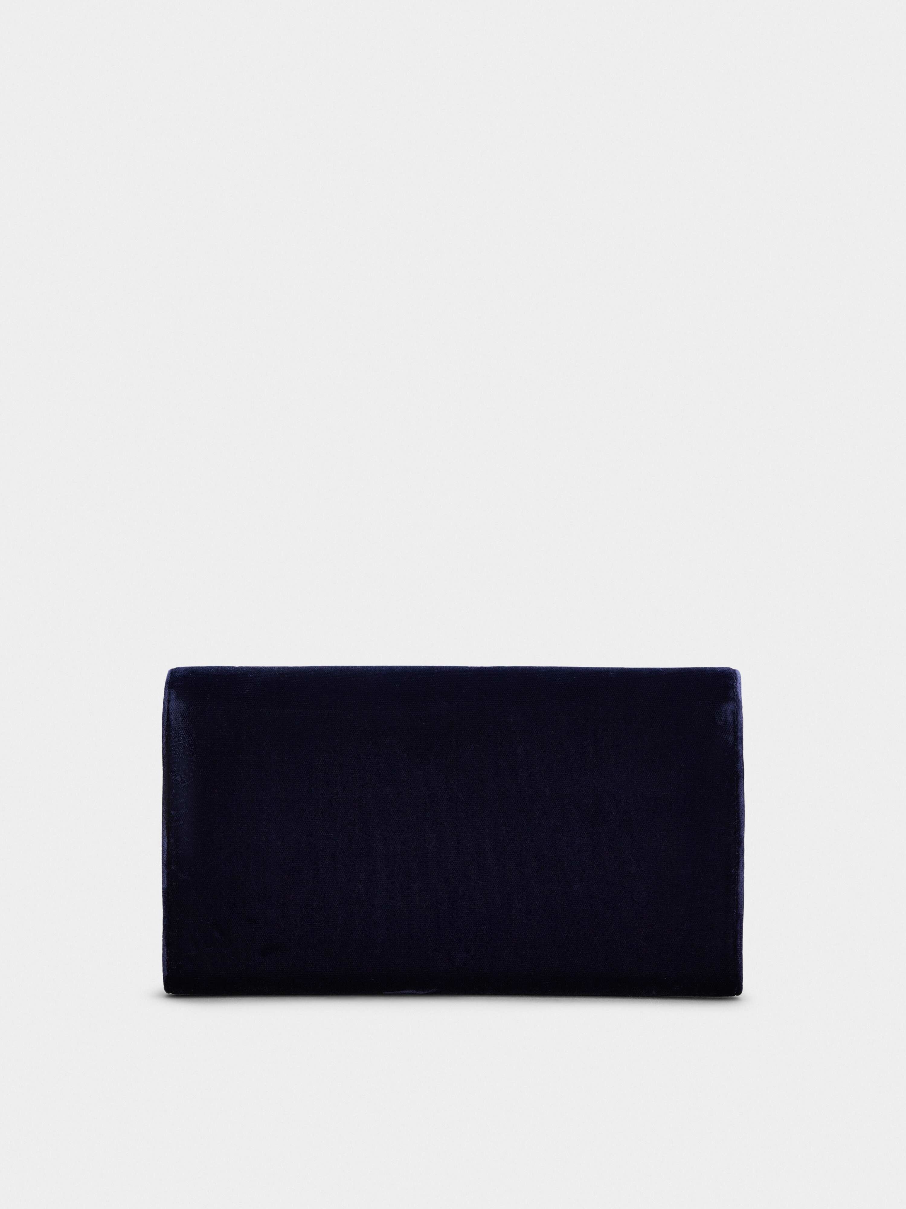 Flower Strass Buckle Clutch Bag in Velvet - 5