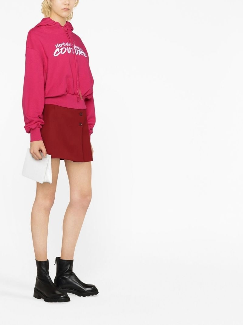 logo-embroidered cropped hoodie - 4