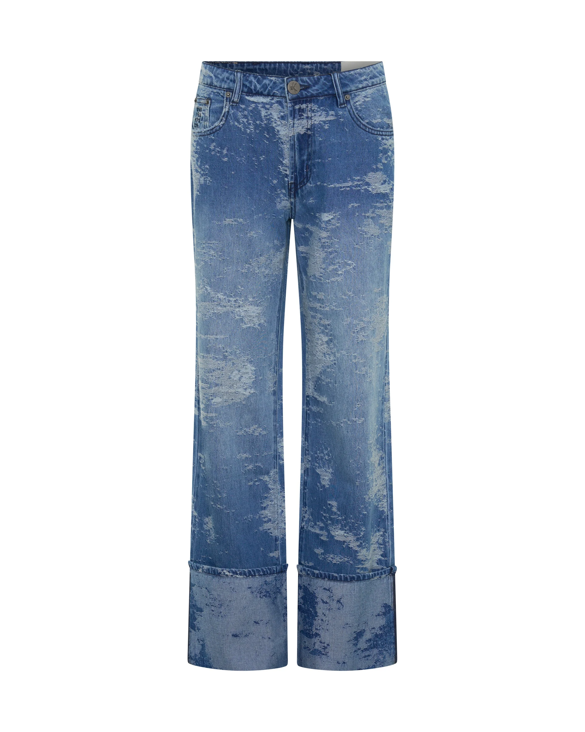 Low Riders Low Waist Wide Leg Denim Jeans - Torn Sky Blue - 1