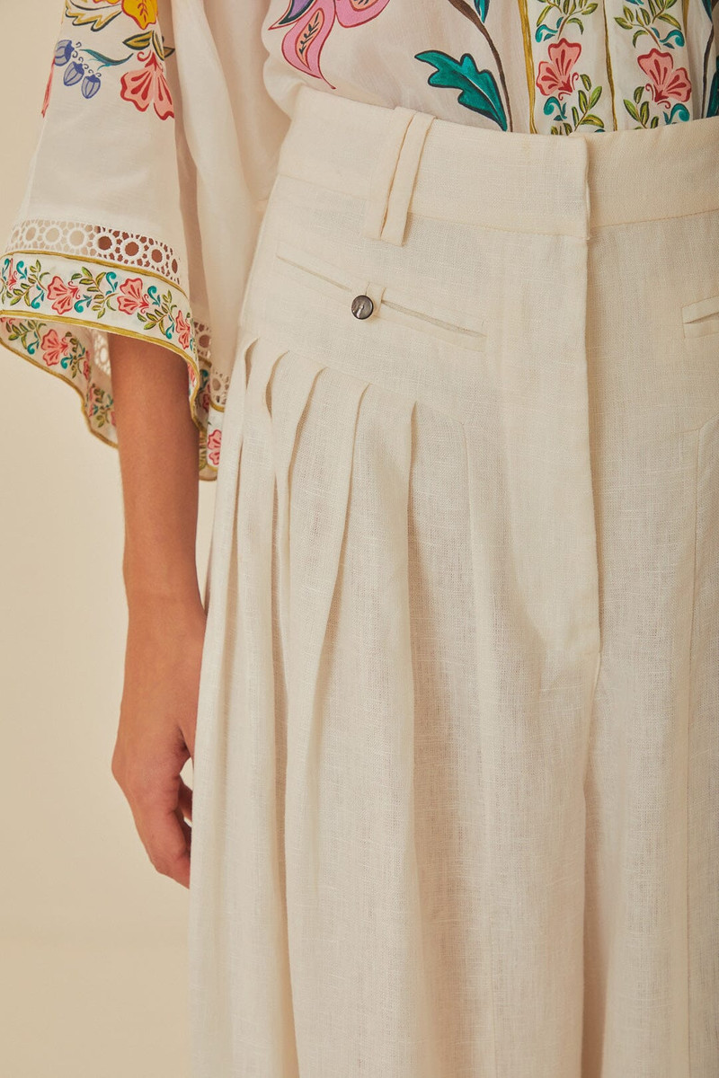 White Euroflax™ Premium Linen Pleated Pants 5