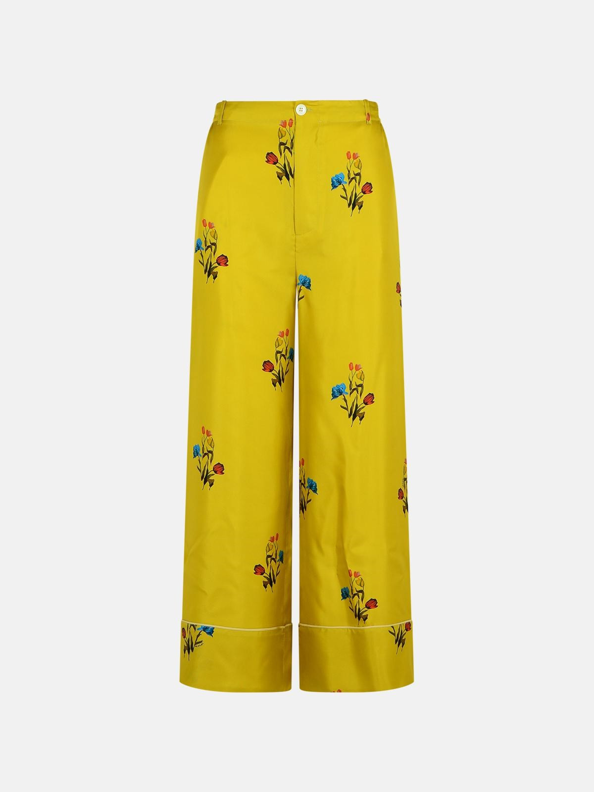 MUSTARD SILK PANTS - 1