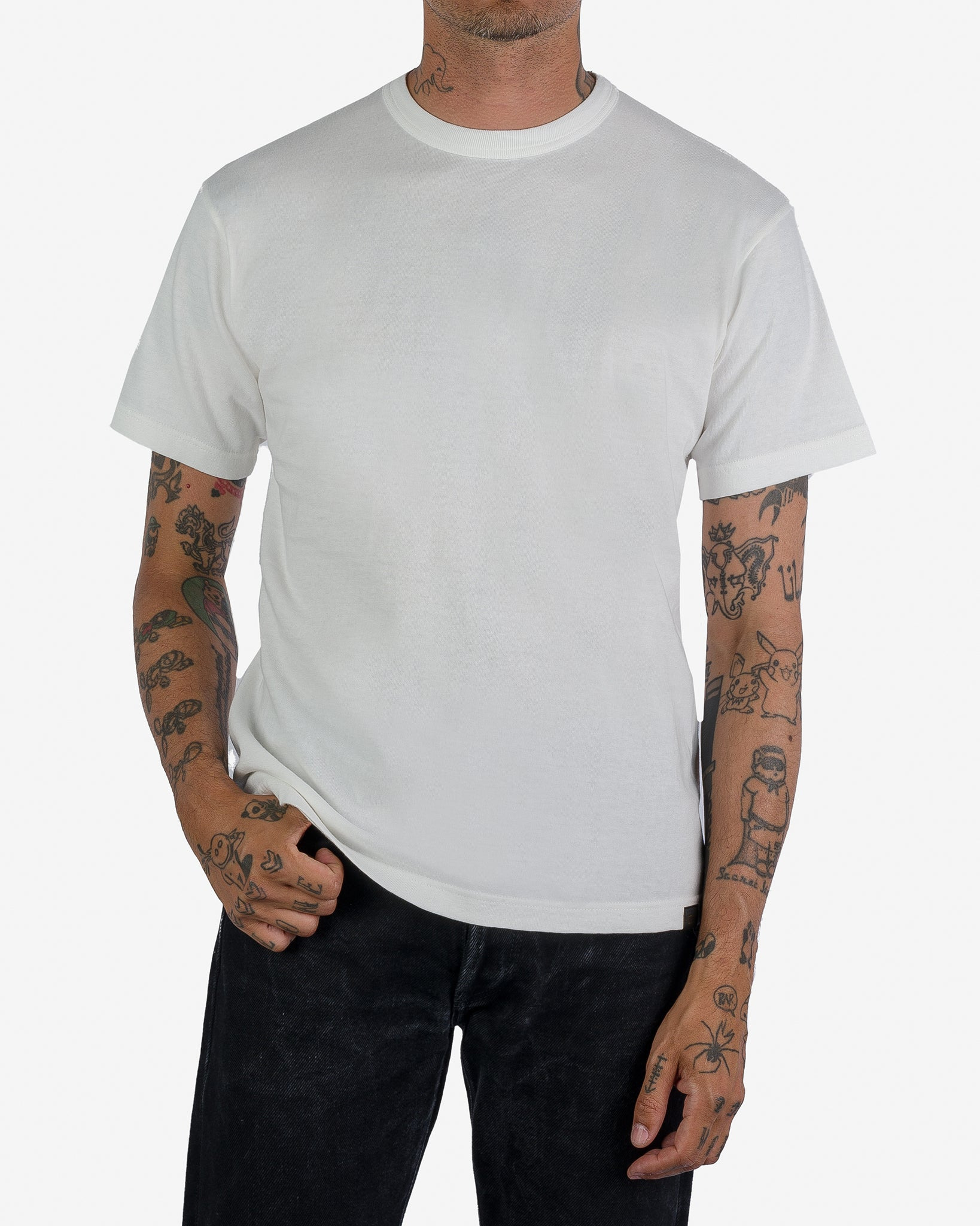IHT-1610L-WHT 6.5oz Loopwheel Crew Neck T-Shirt with longer body - White - 2