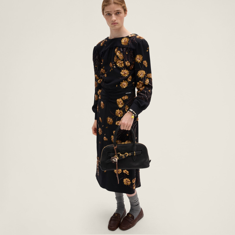 Miu Miu Embroidered sablé dress outlook