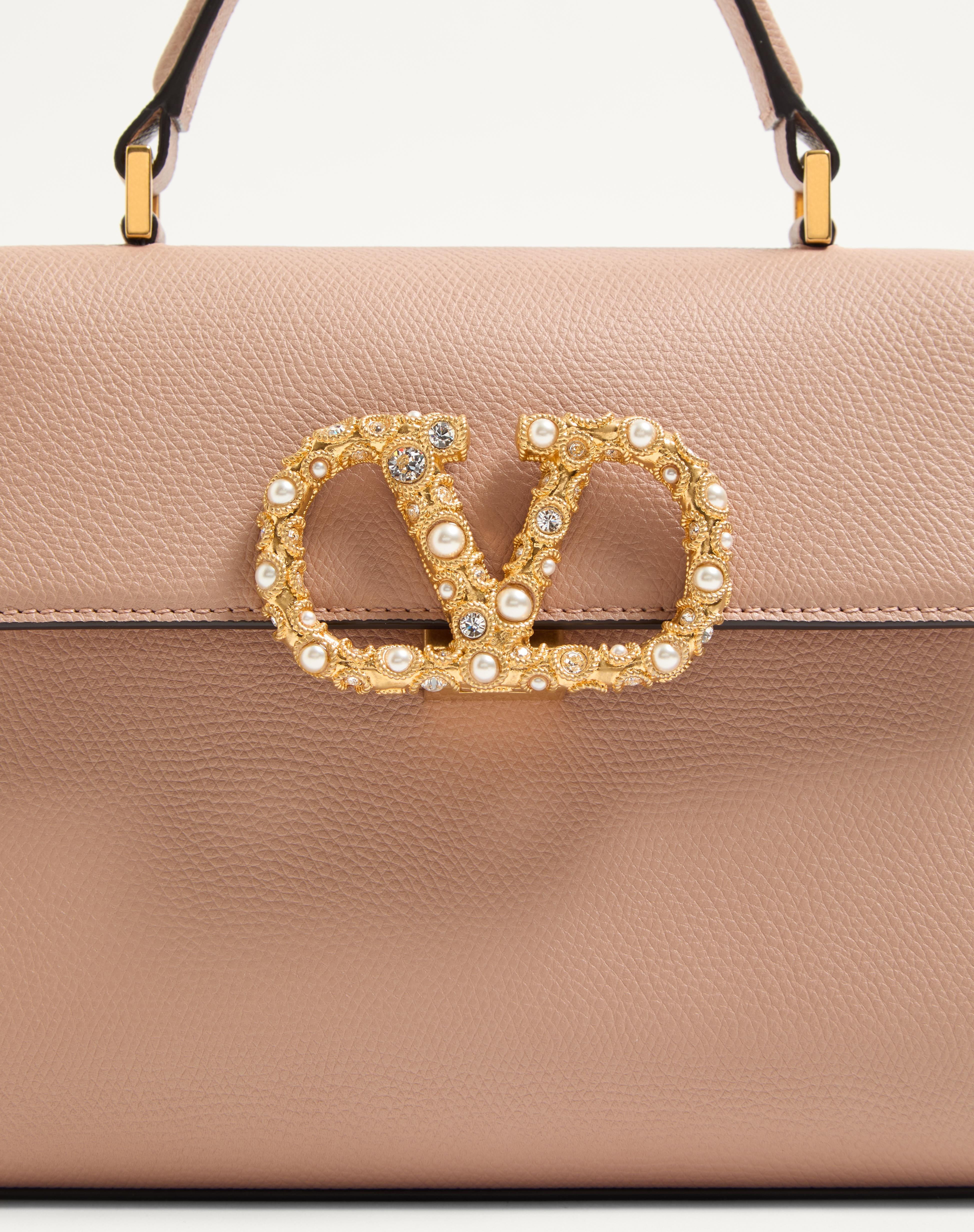 VALENTINO GARAVANI VSLING SMALL HANDBAG IN GRAINY CALFSKIN WITH JEWEL LOGO - 8