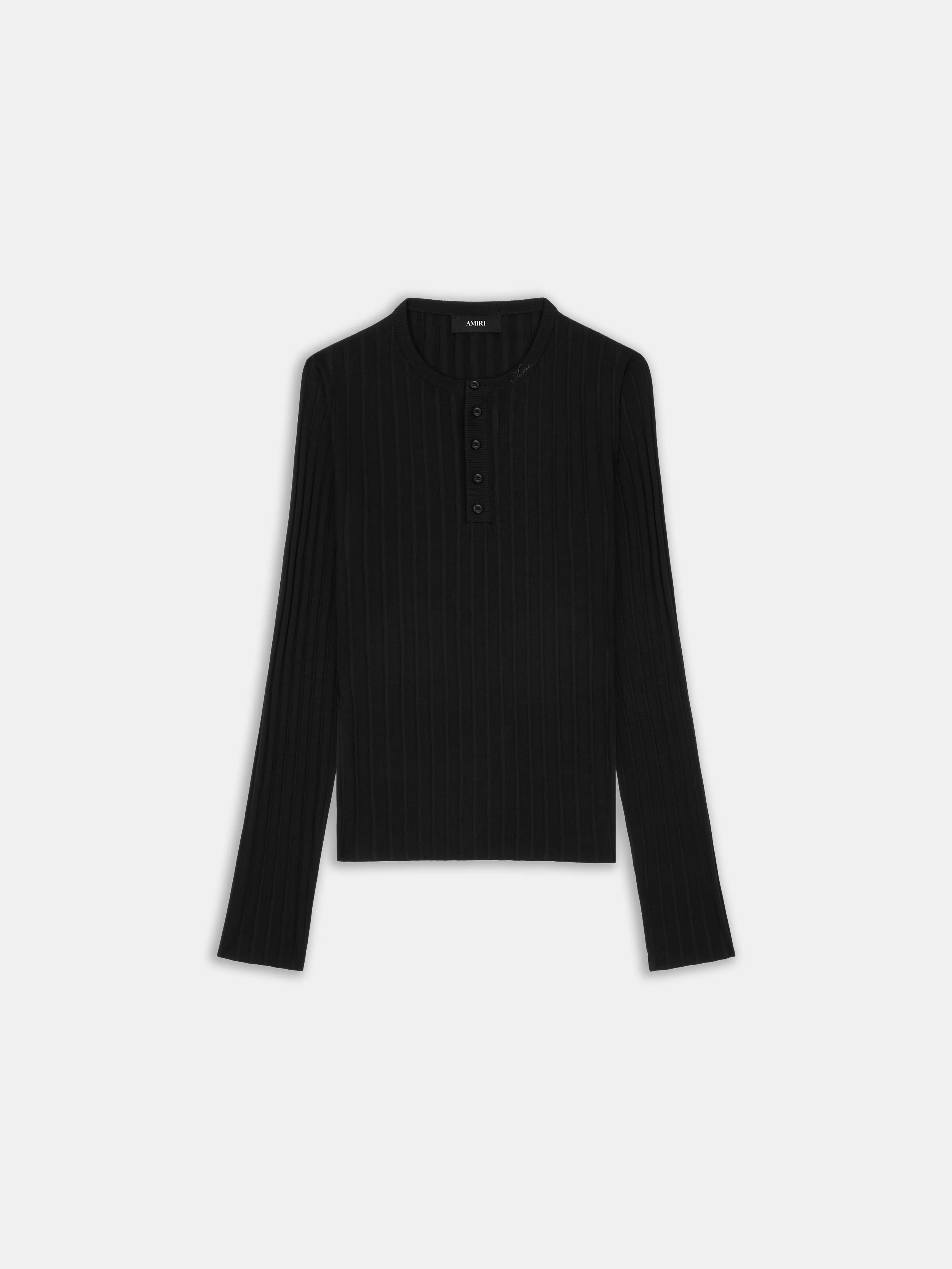 AMIRI SCRIPT KNIT HENLEY - 1