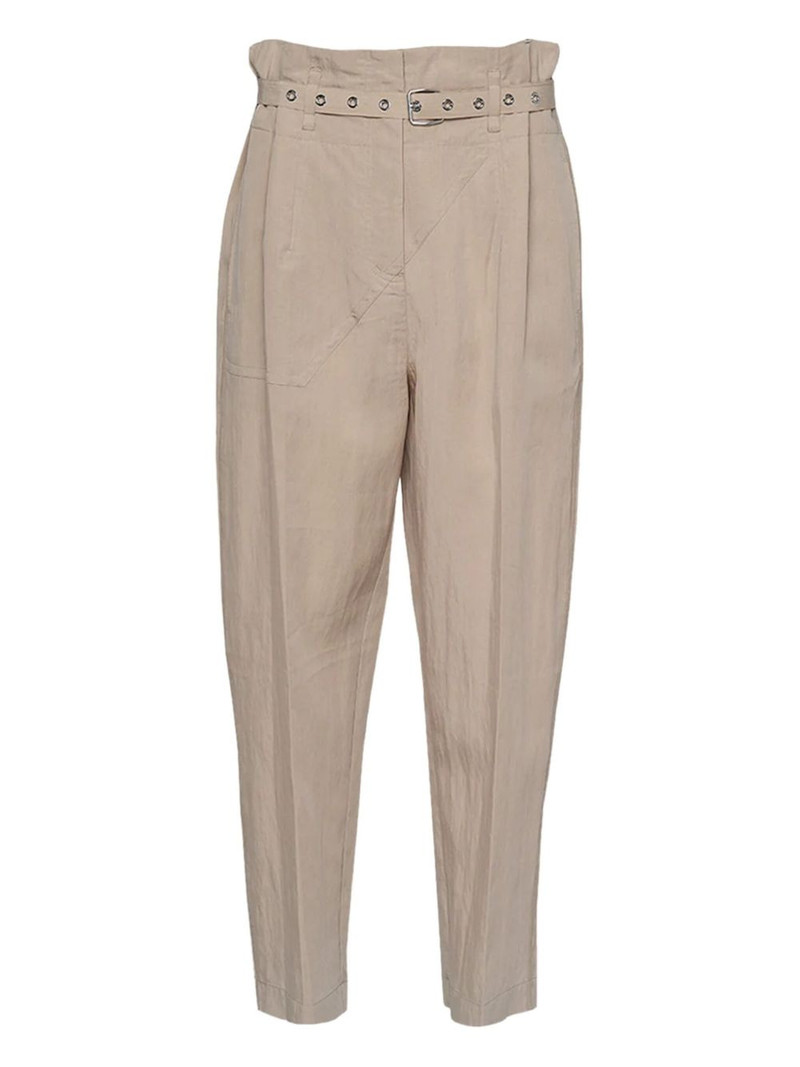 belted pleat-detail tapered trousers 1