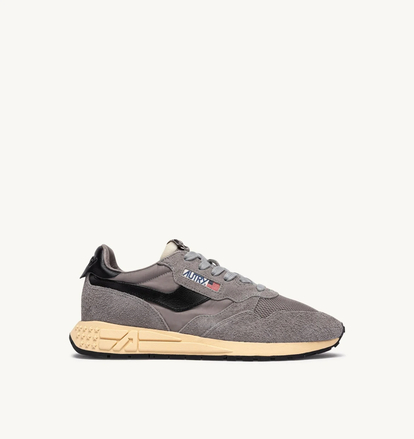 REELWIND LOW SNEAKERS IN LEAD AND BLACK NYLON AND SUEDE - 1
