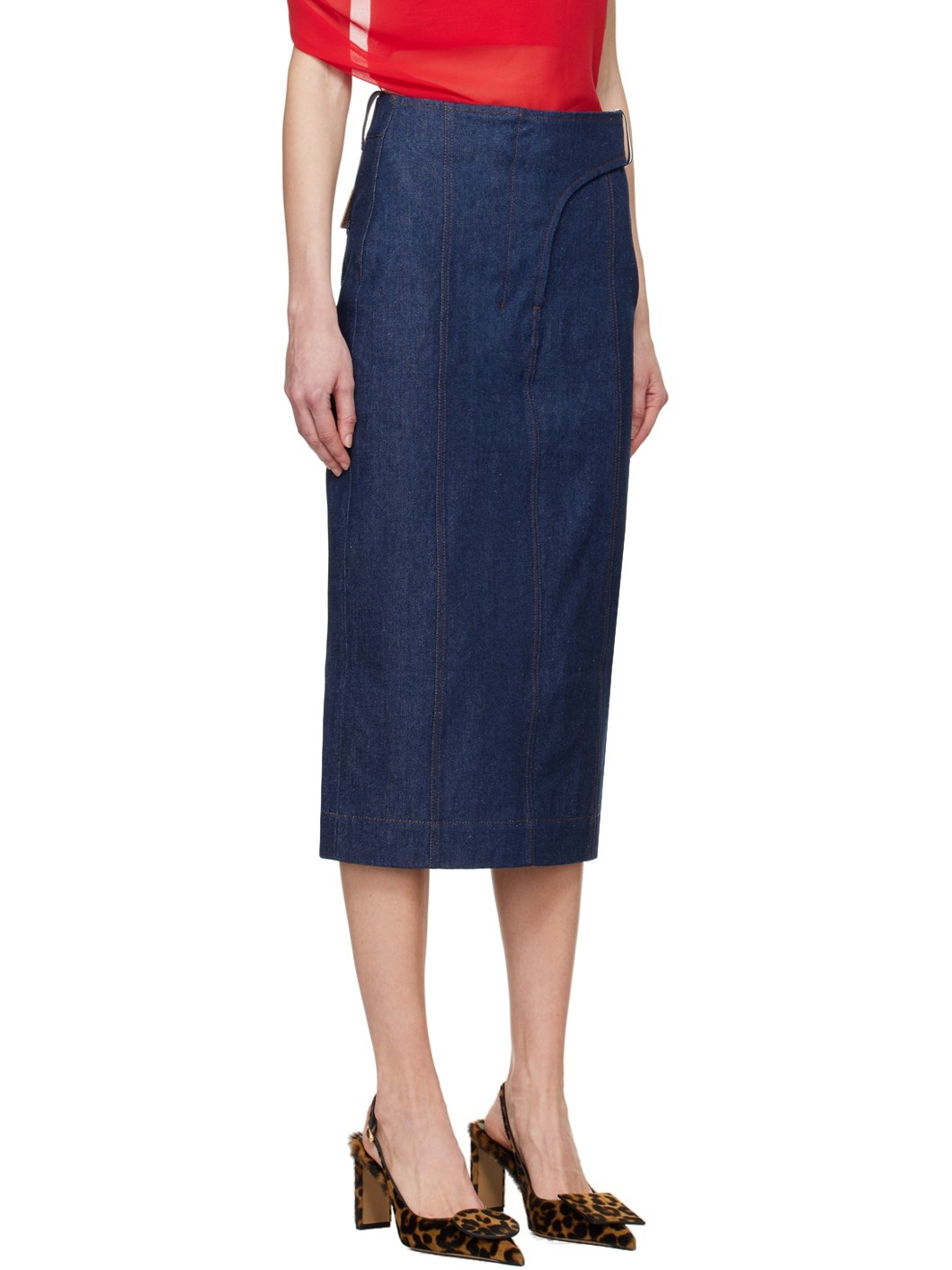 Navy Les Sculptures 'La jupe de-Nîmes Obra' Denim Midi Skirt - 2