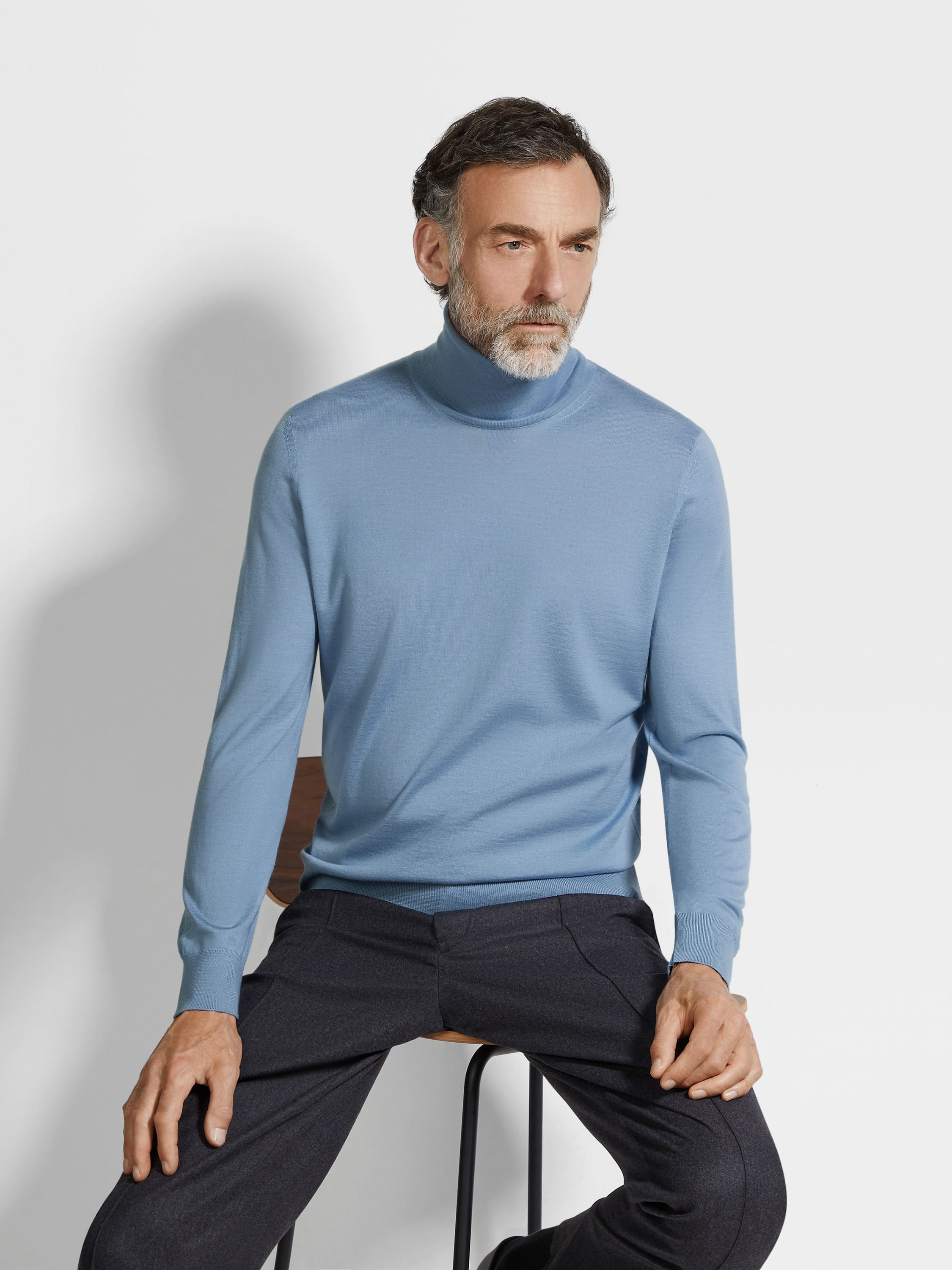 LIGHT BLUE MÉLANGE CASHSETA TURTLENECK - 6