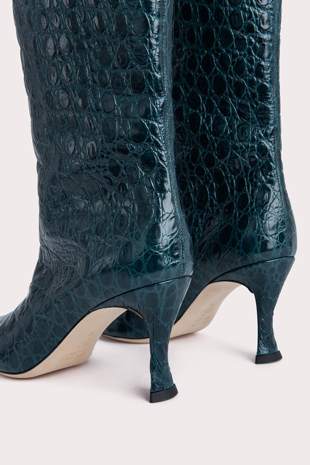 Stevie 42 Petrol Circular Croco Embossed Leather - 5