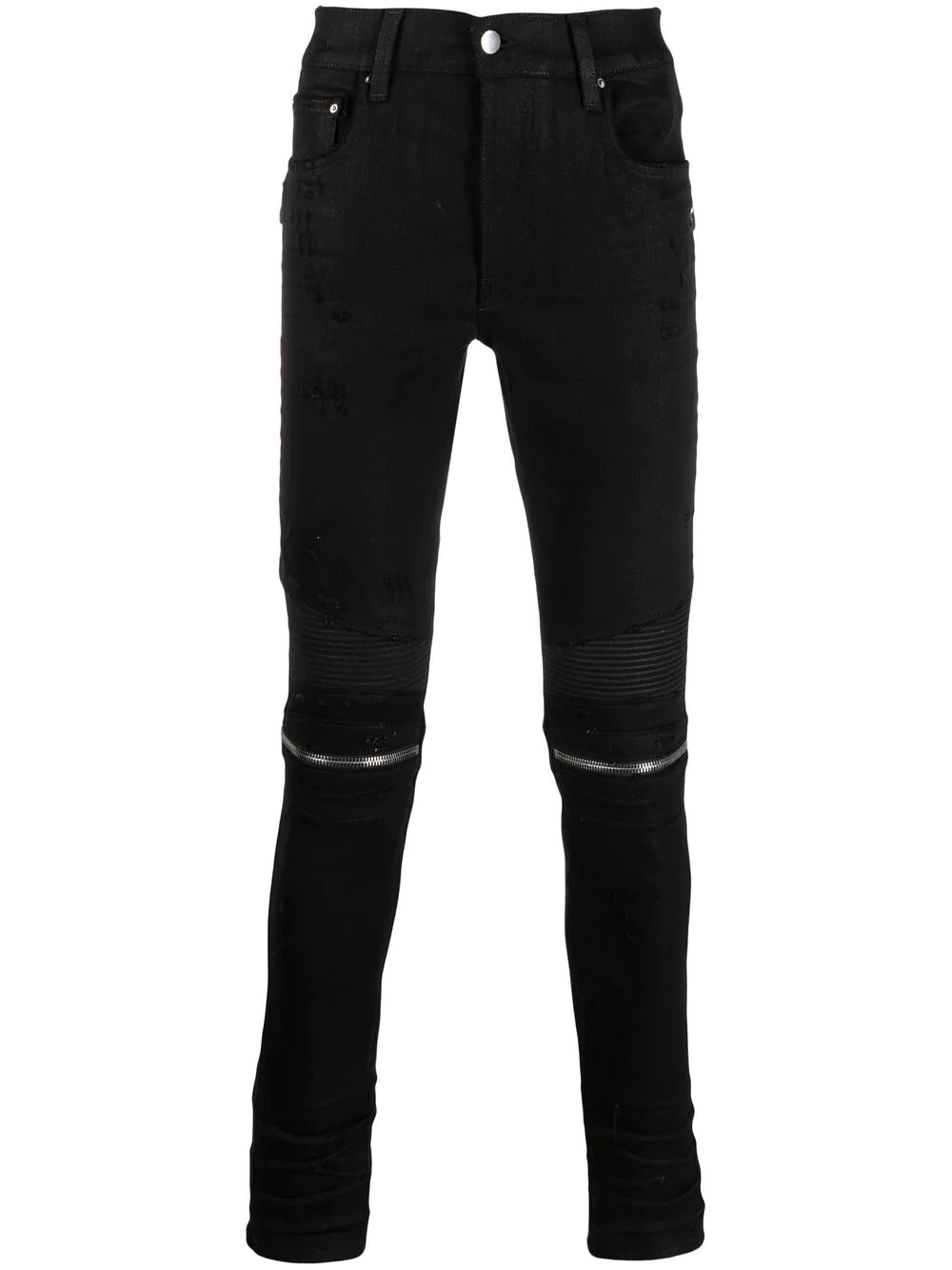 wax-coated mid-rise slim jeans - 1