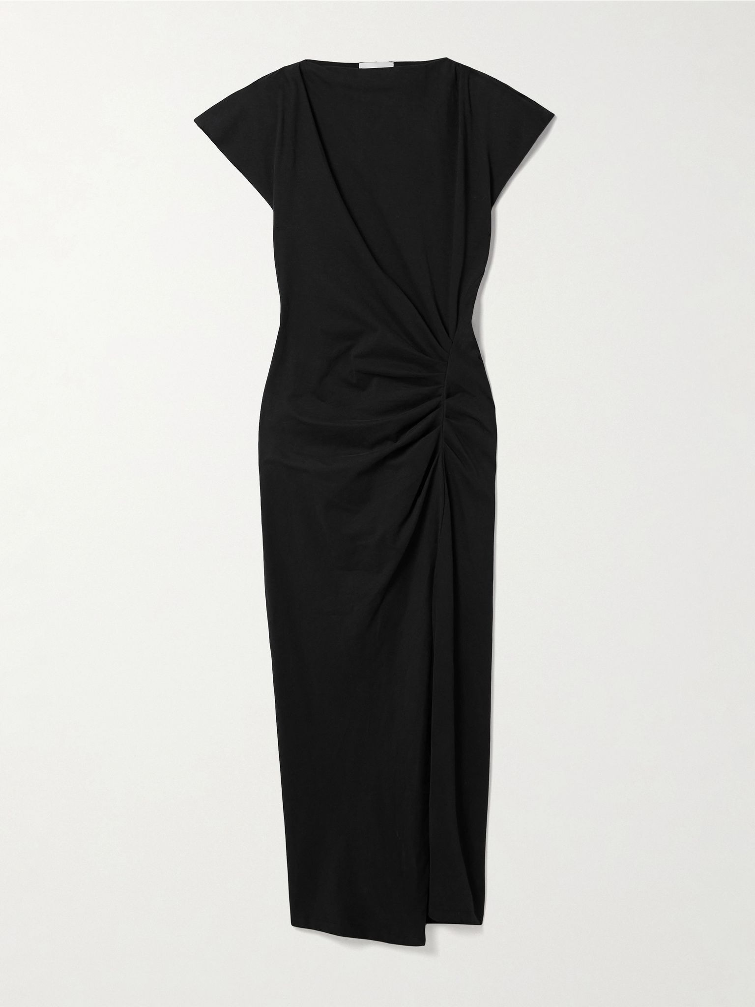 Nadela asymmetric gathered cotton-jersey maxi dress Black - 1