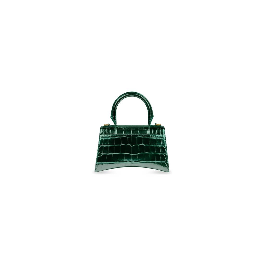 Women's Hourglass Xs Handbag Crocodile Embossed in Forest Green - 3