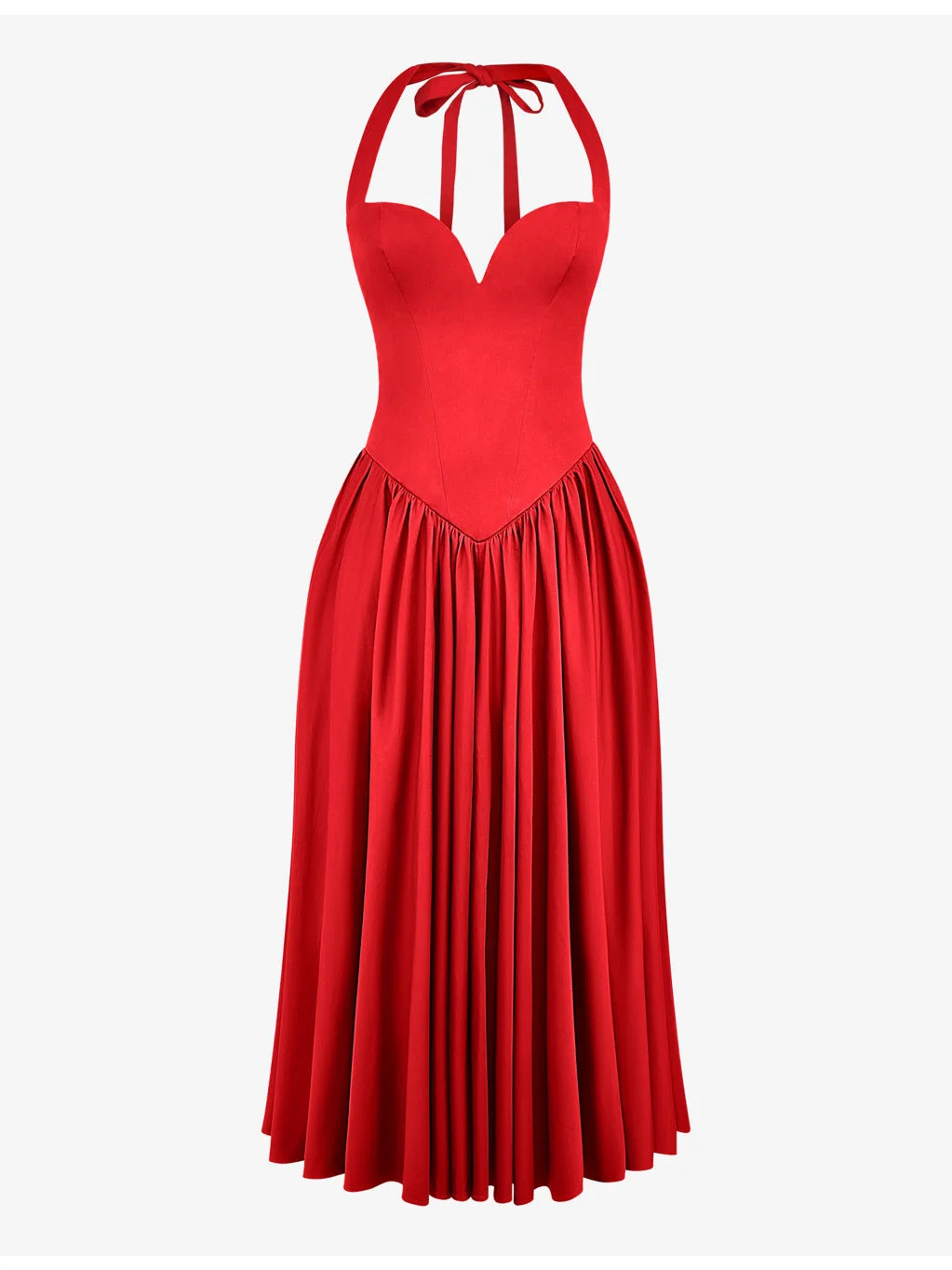 Coquette sweetheart-neck stretch-cotton midi dress - 1