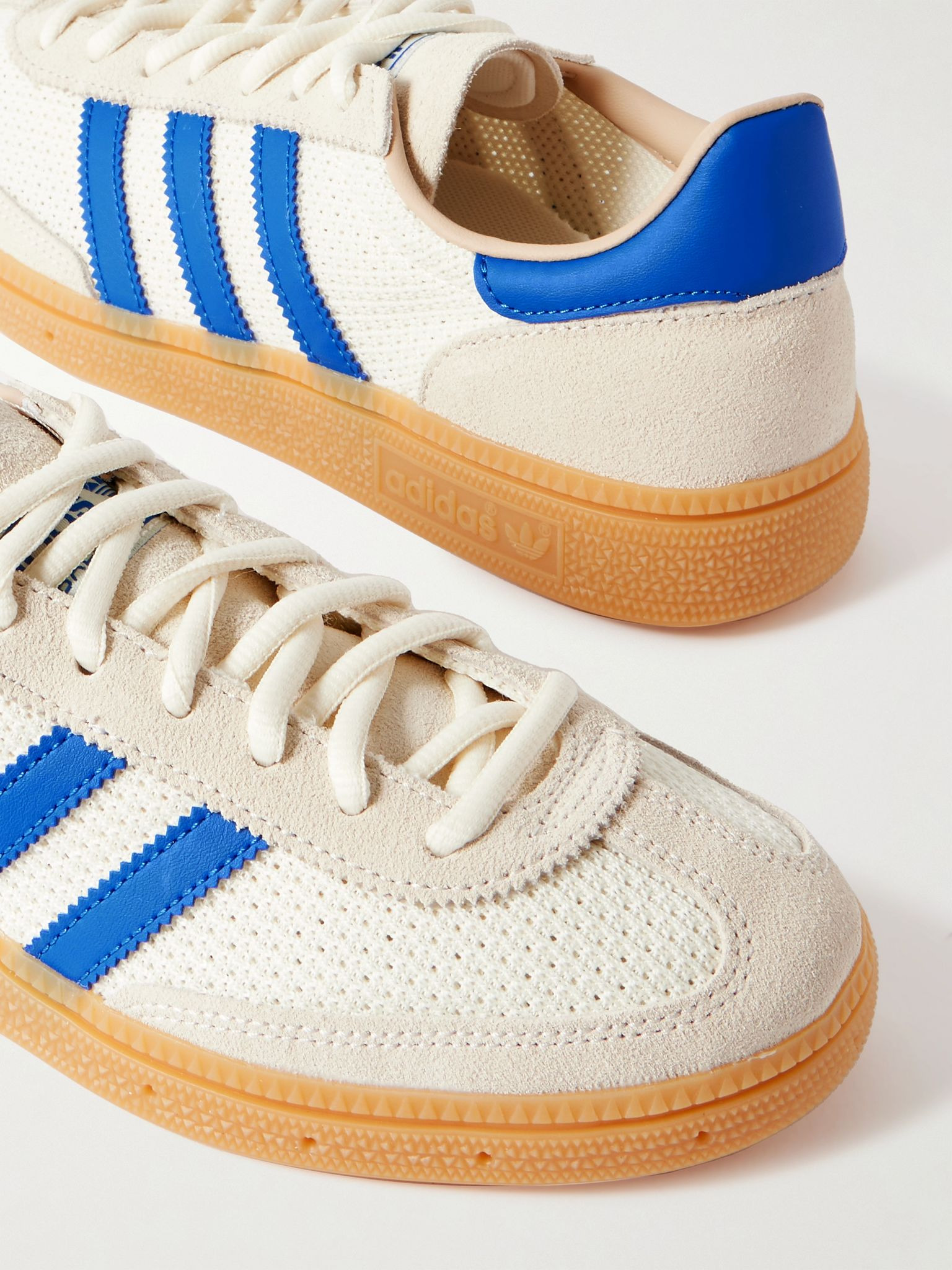Handball Spezial leather-trimmed mesh and suede sneakers Cream - 4