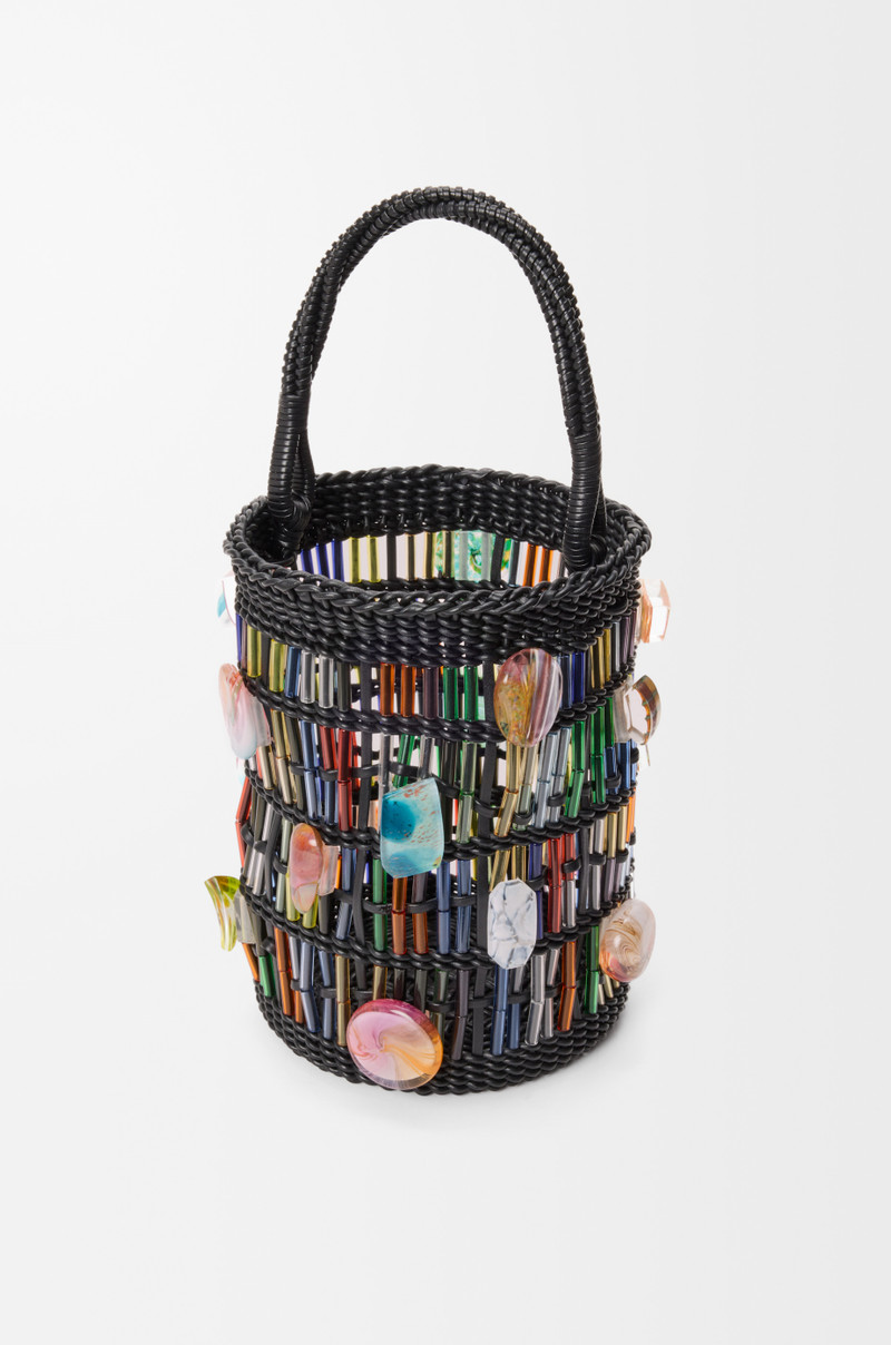 Bucket in leather and glass 4
