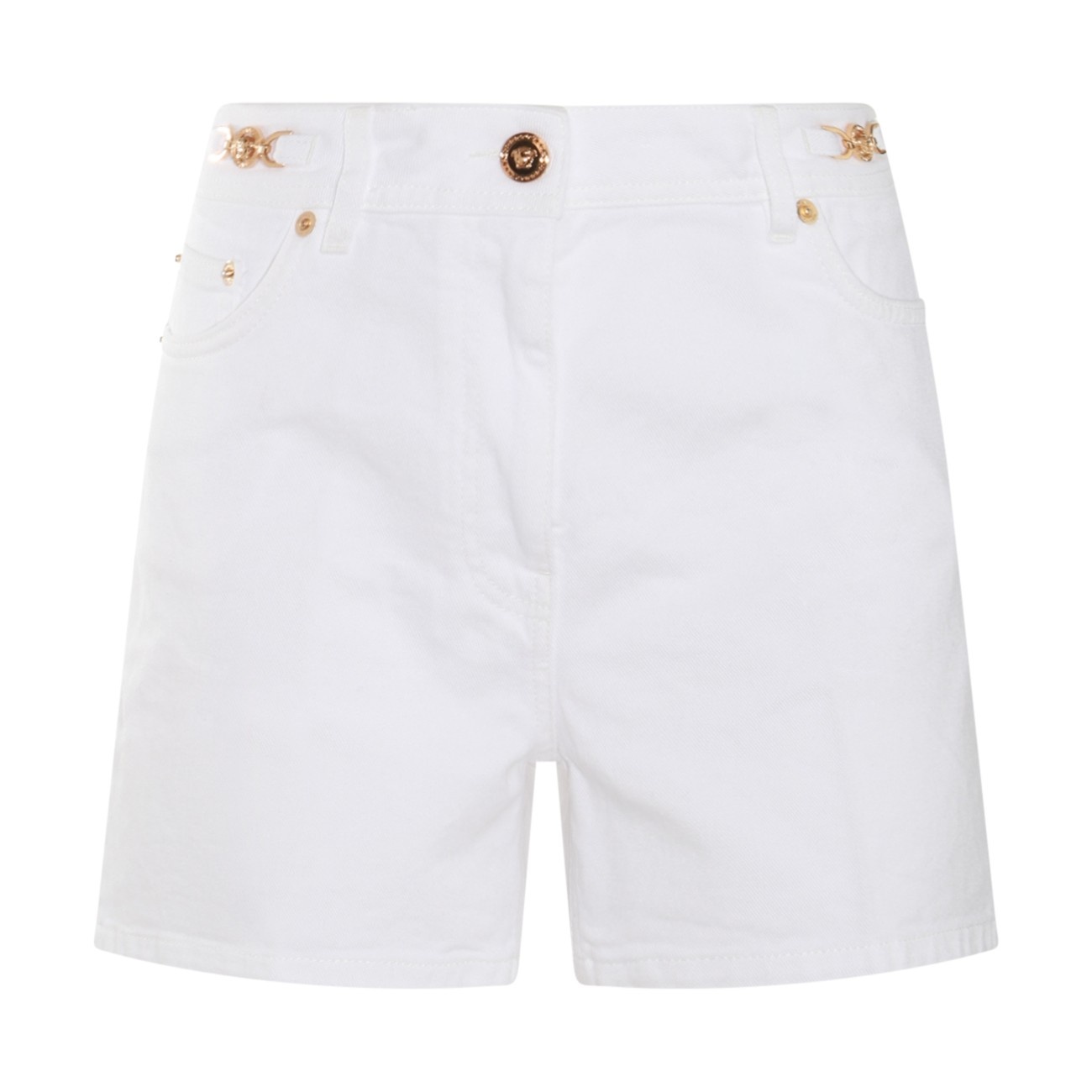 white cotton denim shorts - 1