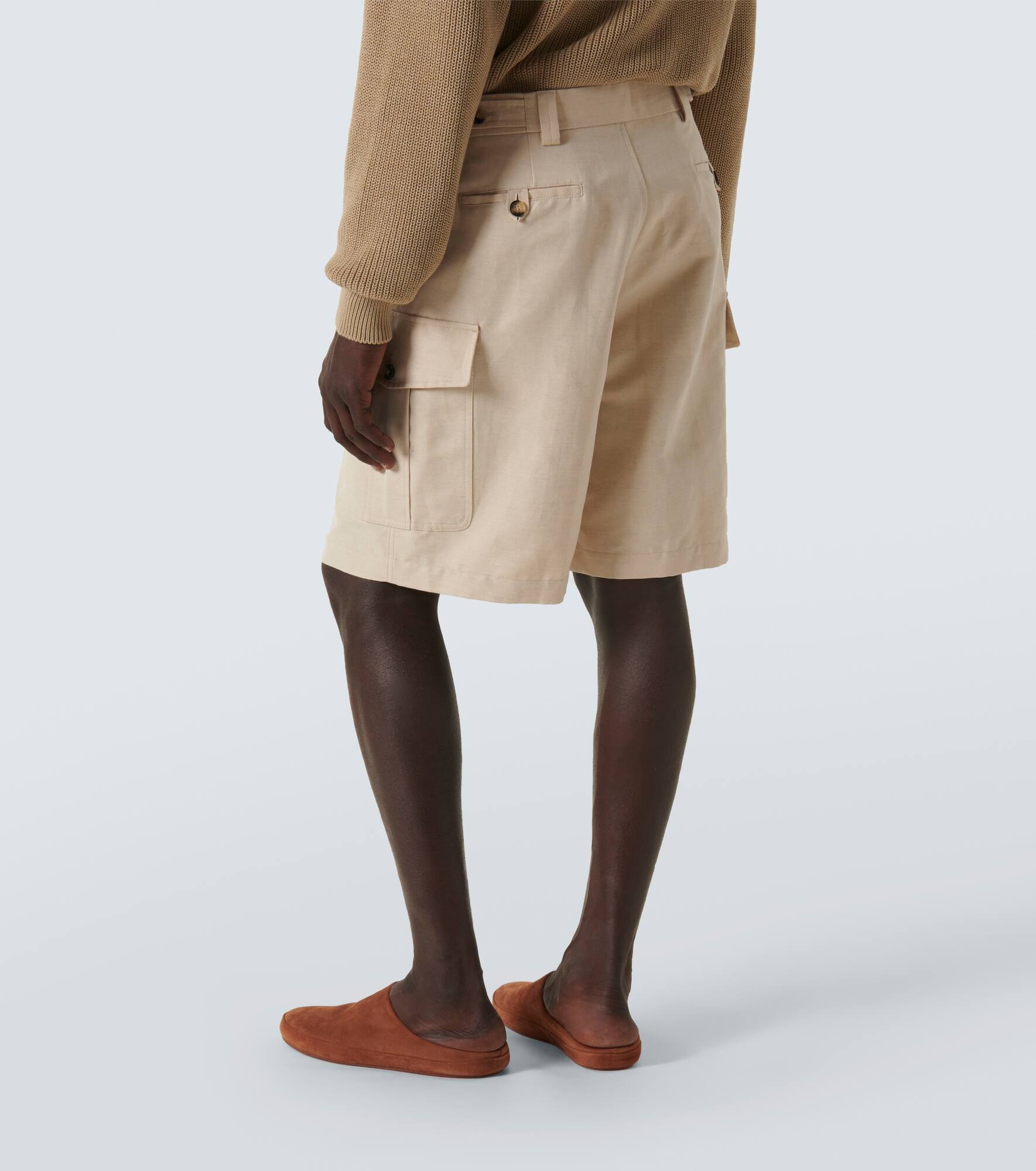 Bizen cotton and linen cargo shorts - 4