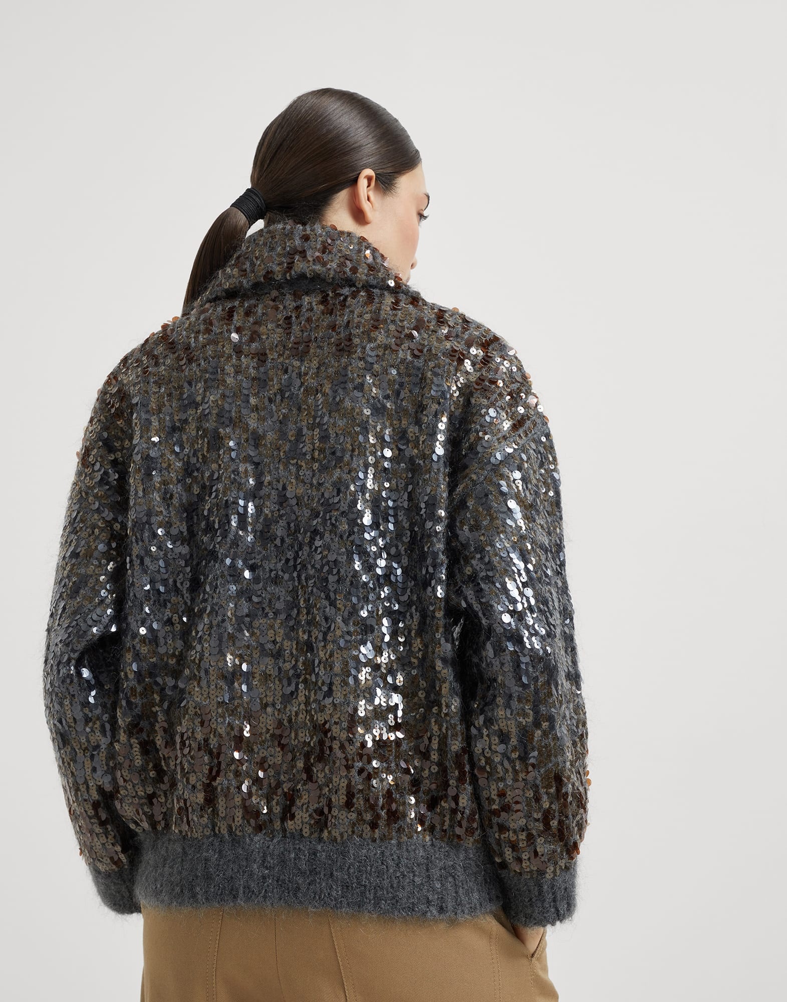 Dazzling dégradé embroidery cardigan in mohair and wool - 2