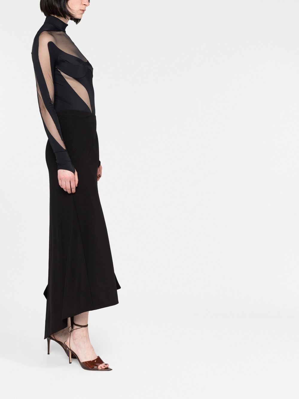 asymmetric draped maxi skirt - 6