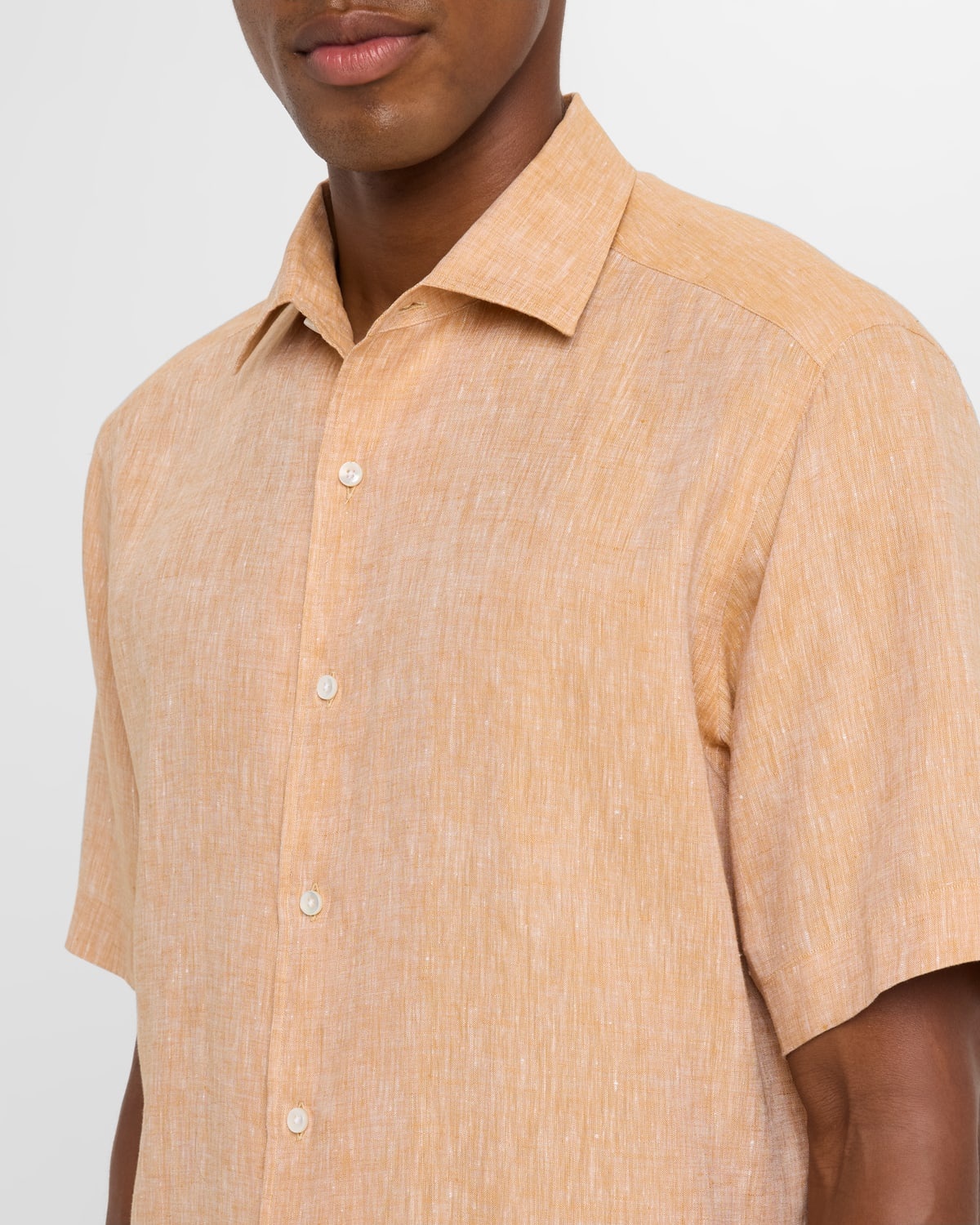 Men's Ocher Oasi Lino Short-Sleeve Shirt - 5