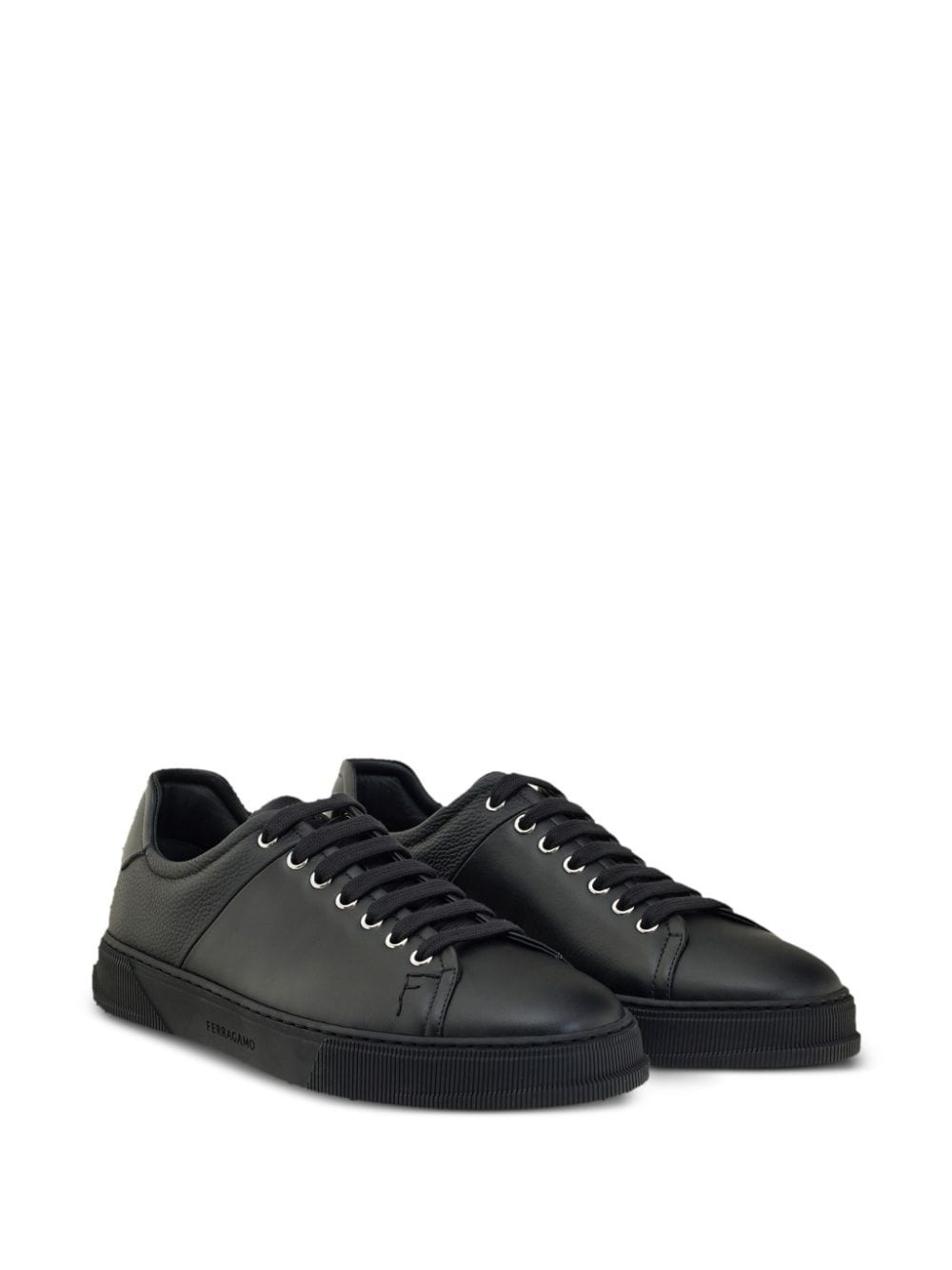 panelled leather sneakers - 2