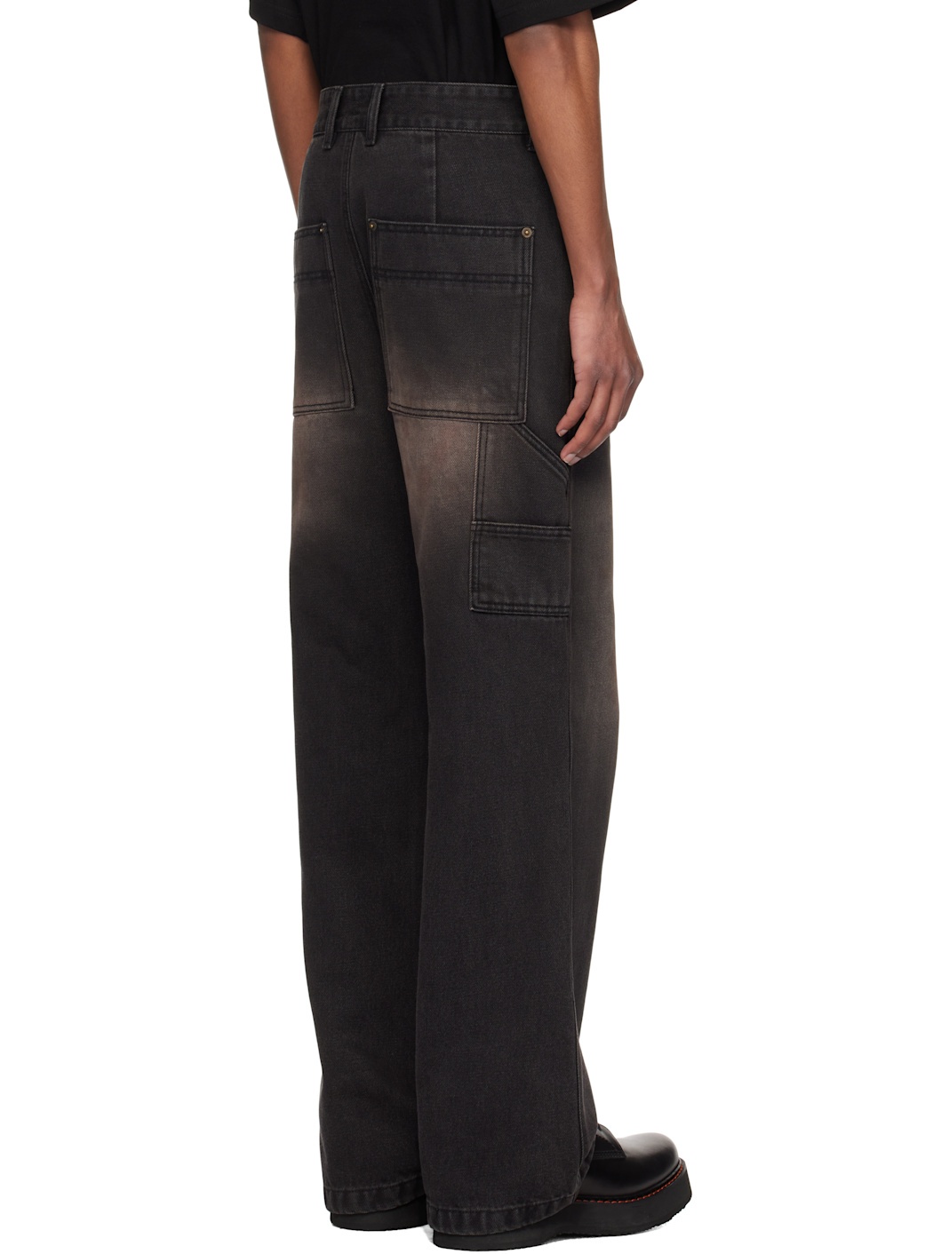 Black Aging Effect Carpenter Jeans - 3