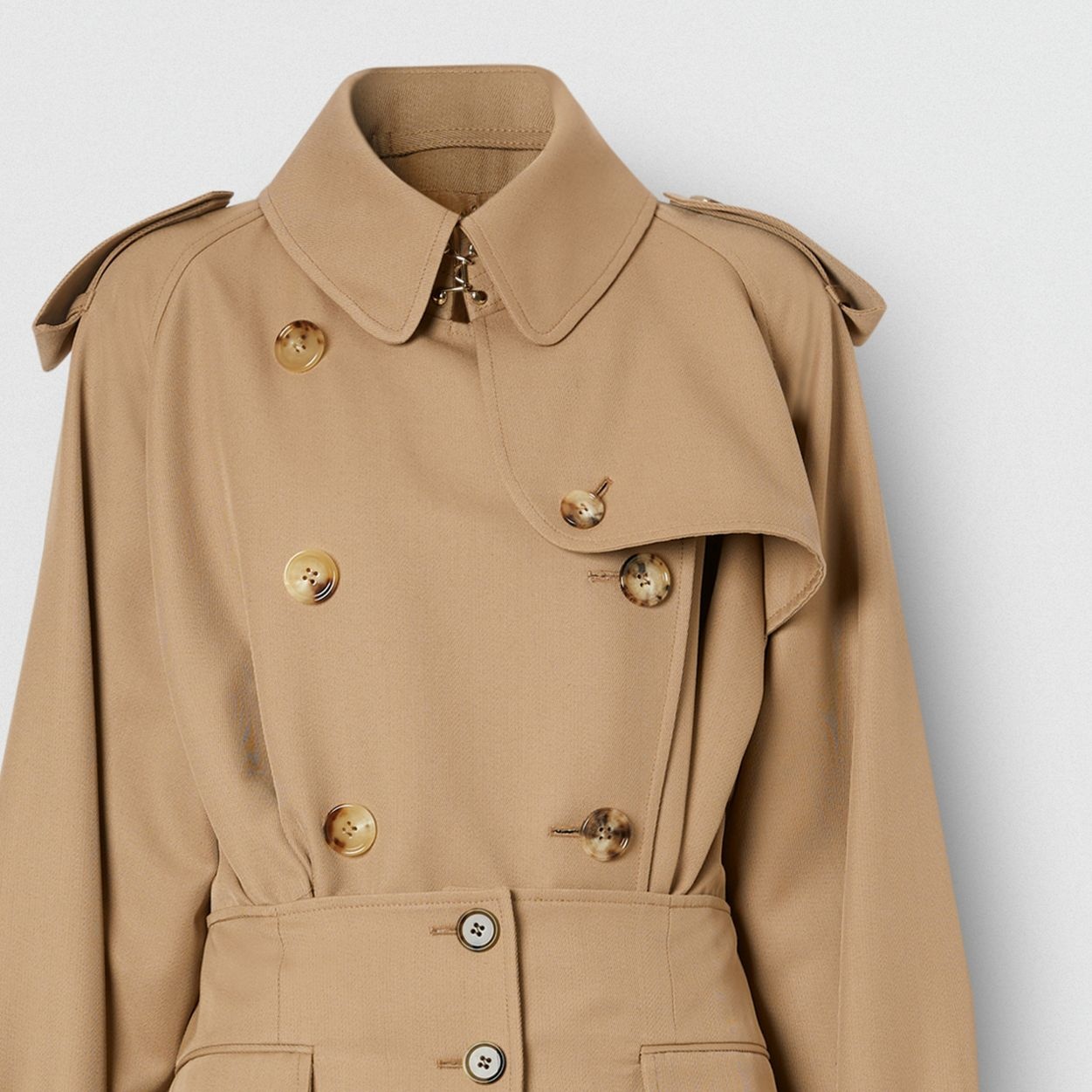 Basque Detail Technical Wool Gabardine Trench Coat - 6