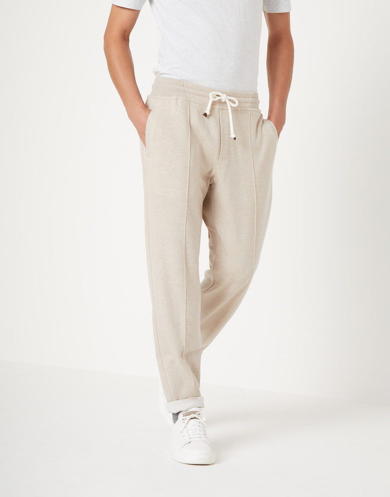 Cashmere double French terry trousers with Crête detail - 1