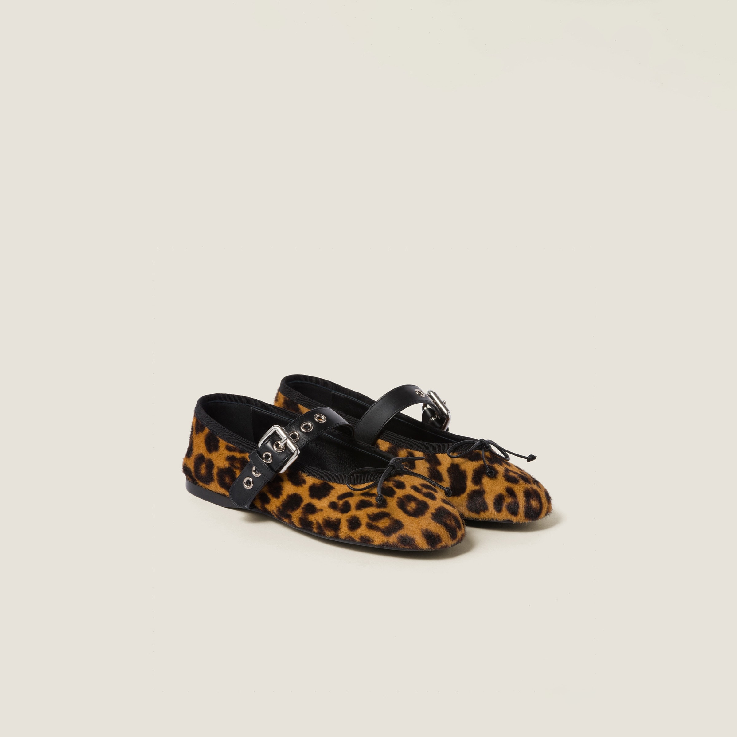 Leopard-print calf hair effect ballerinas - 1