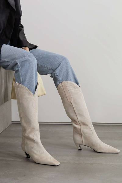 KHAITE Dallas suede knee boots outlook