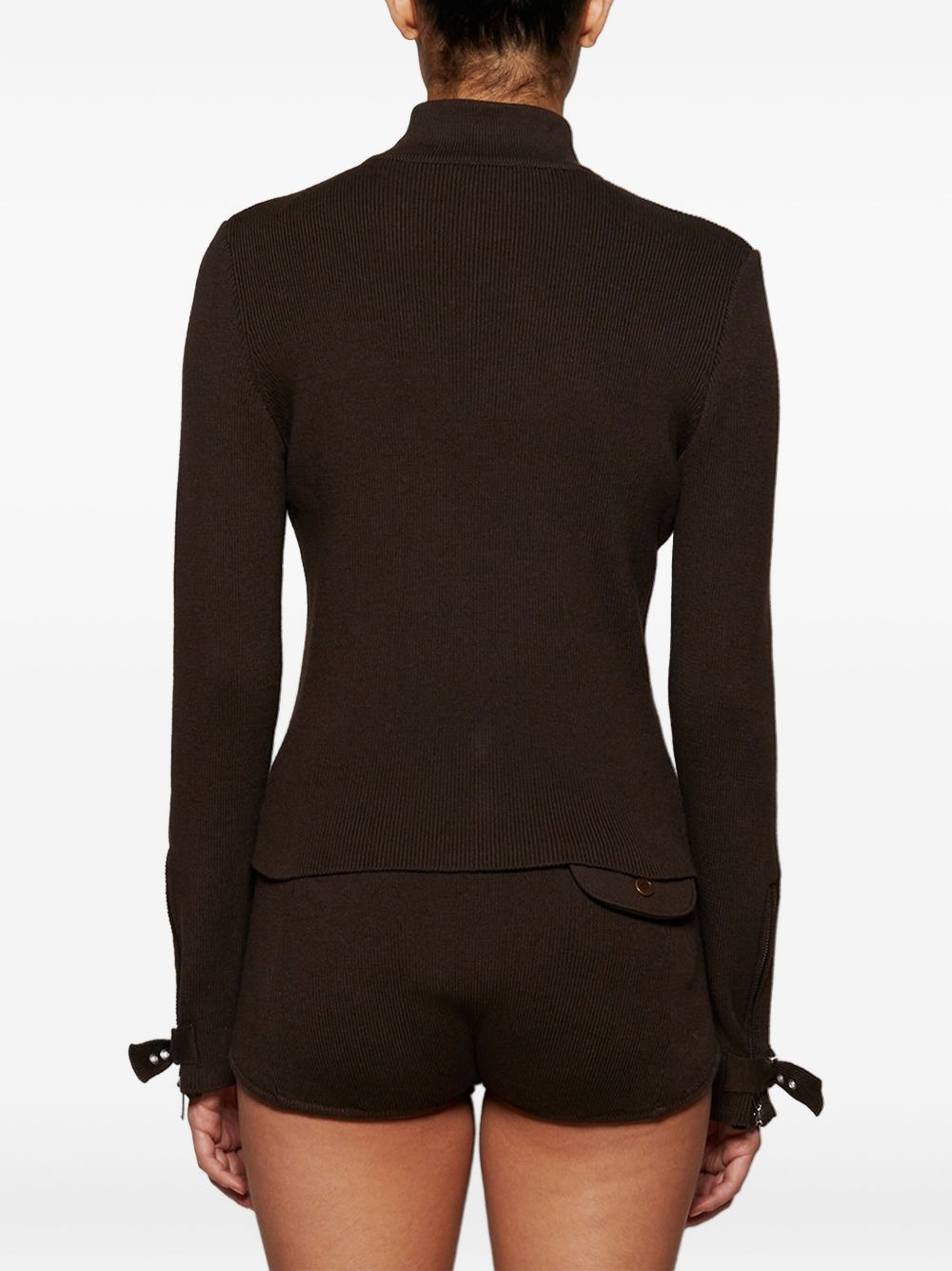 zip-front ribbed top - 5