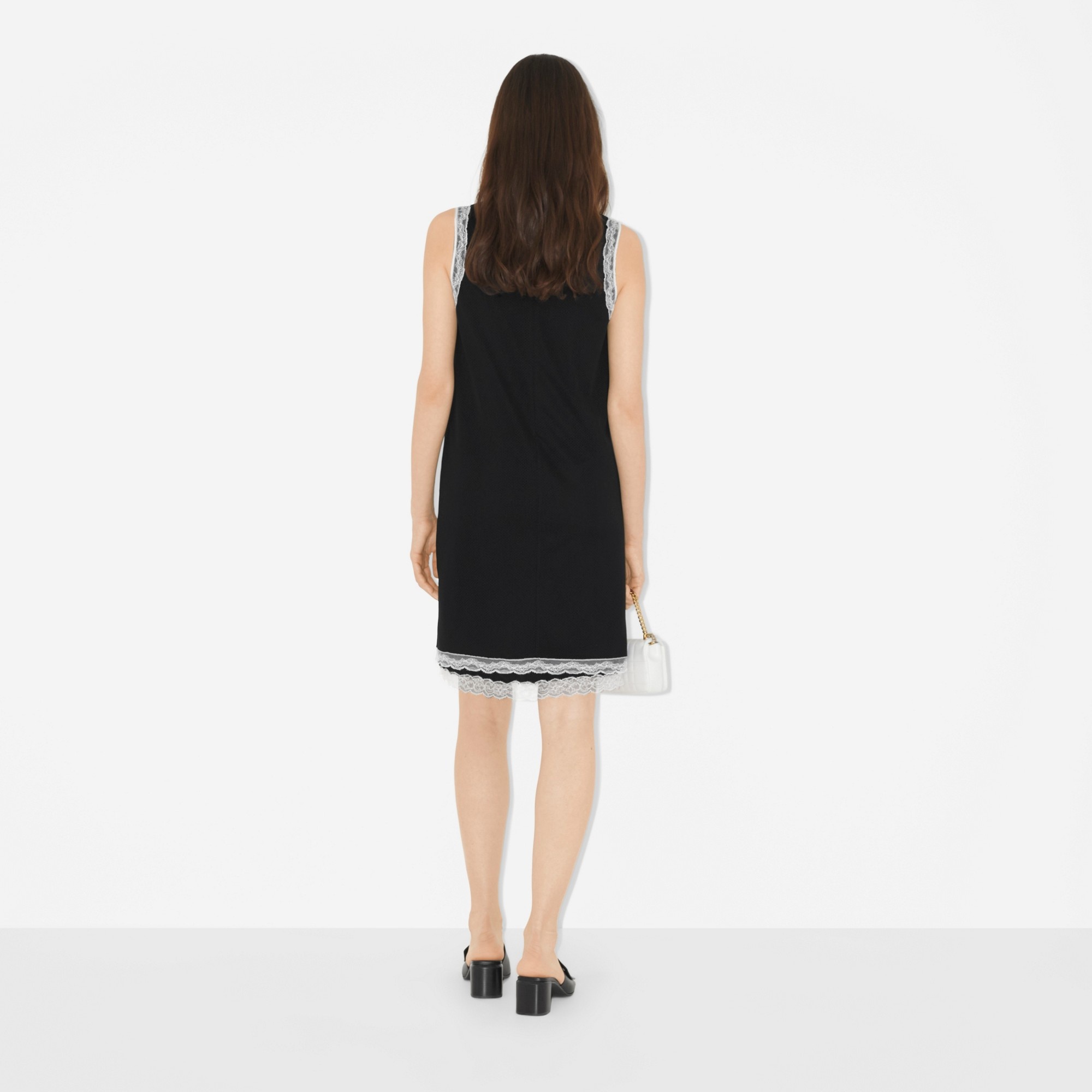 Sleeveless Lace Trim Mesh Dress - 4
