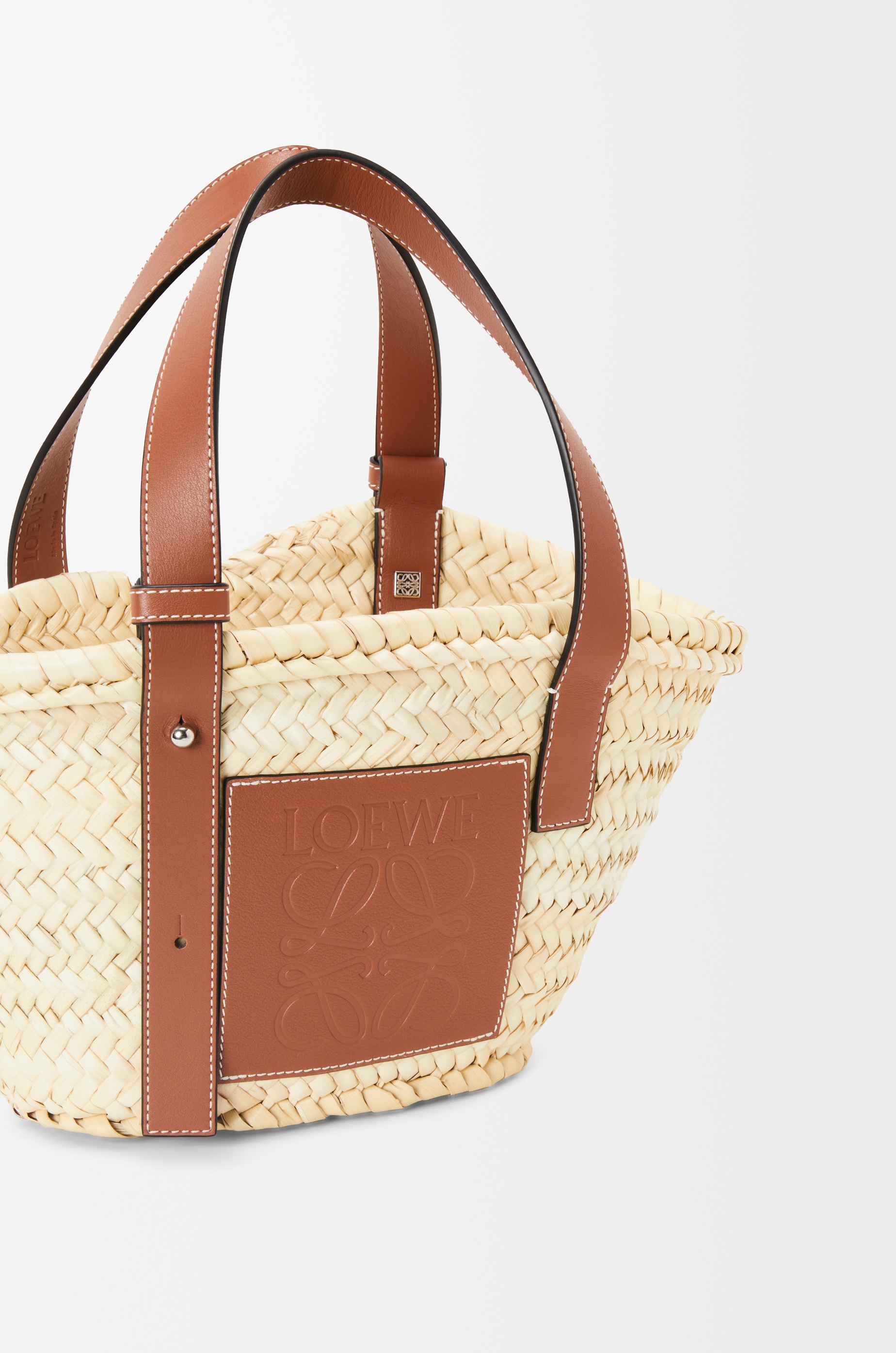 Small Basket bag in palm leaf and calfskin - 7