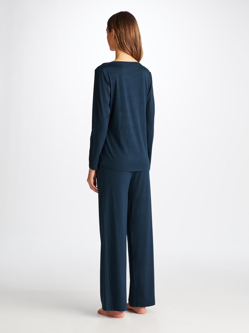 Women's Long Sleeve T-Shirt Lara Micro Modal Stretch Navy - 4